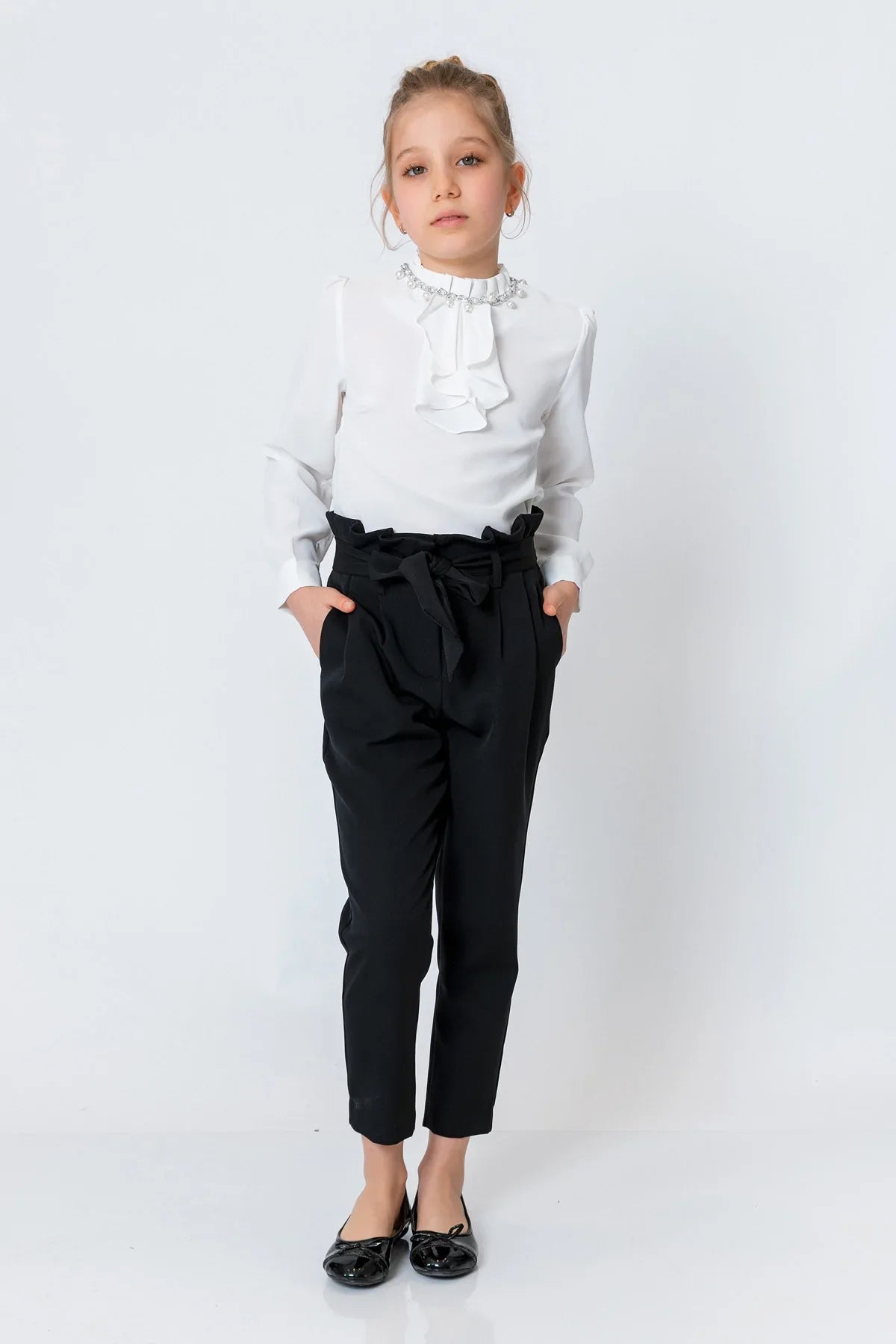 InCity Kids Girls Ribbon Belted Straight Leg Dress Pants InCity Boys & Girls