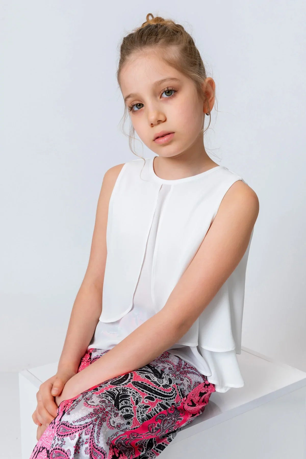 InCity Kids Girls Layered Scoop Neck Sleeveless Dress Blouse InCity Boys & Girls