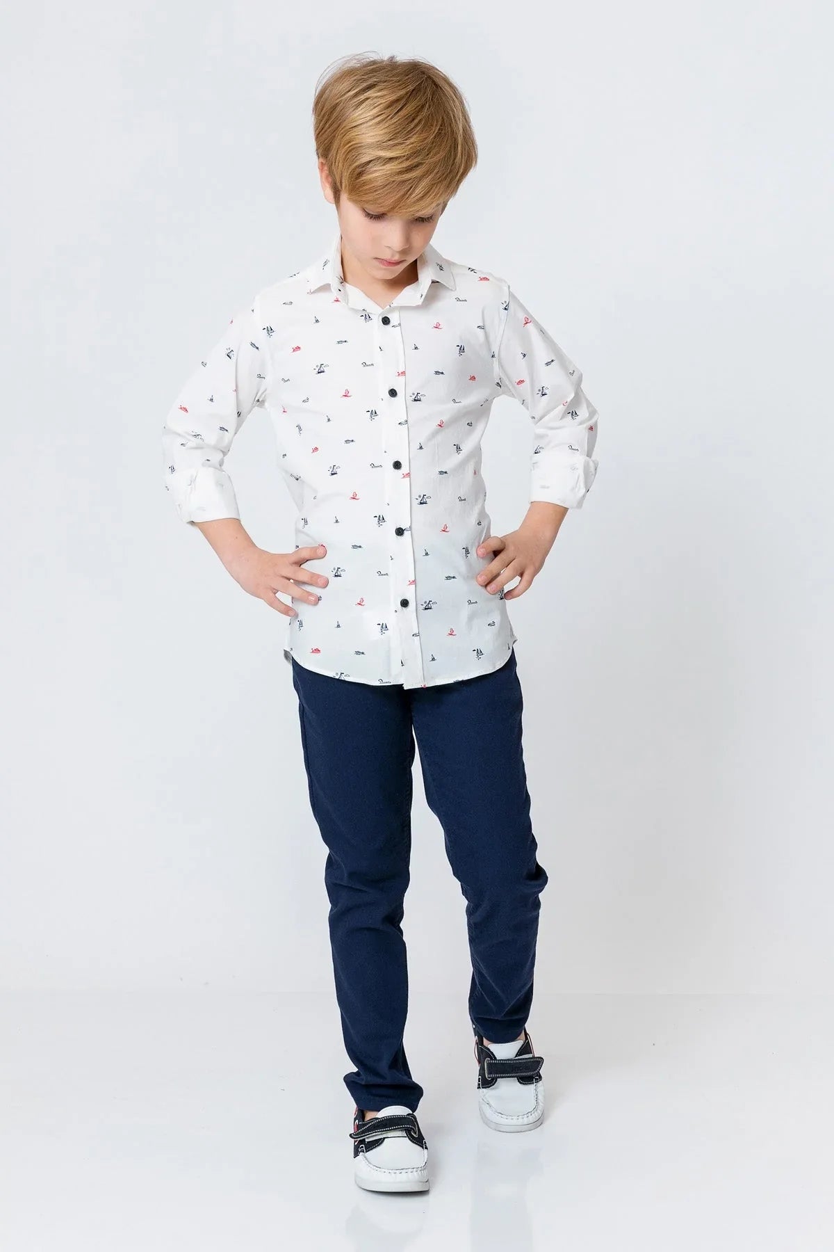 InCity Kids Boys Collared Button Up Printed Dress Shirt InCity Boys & Girls