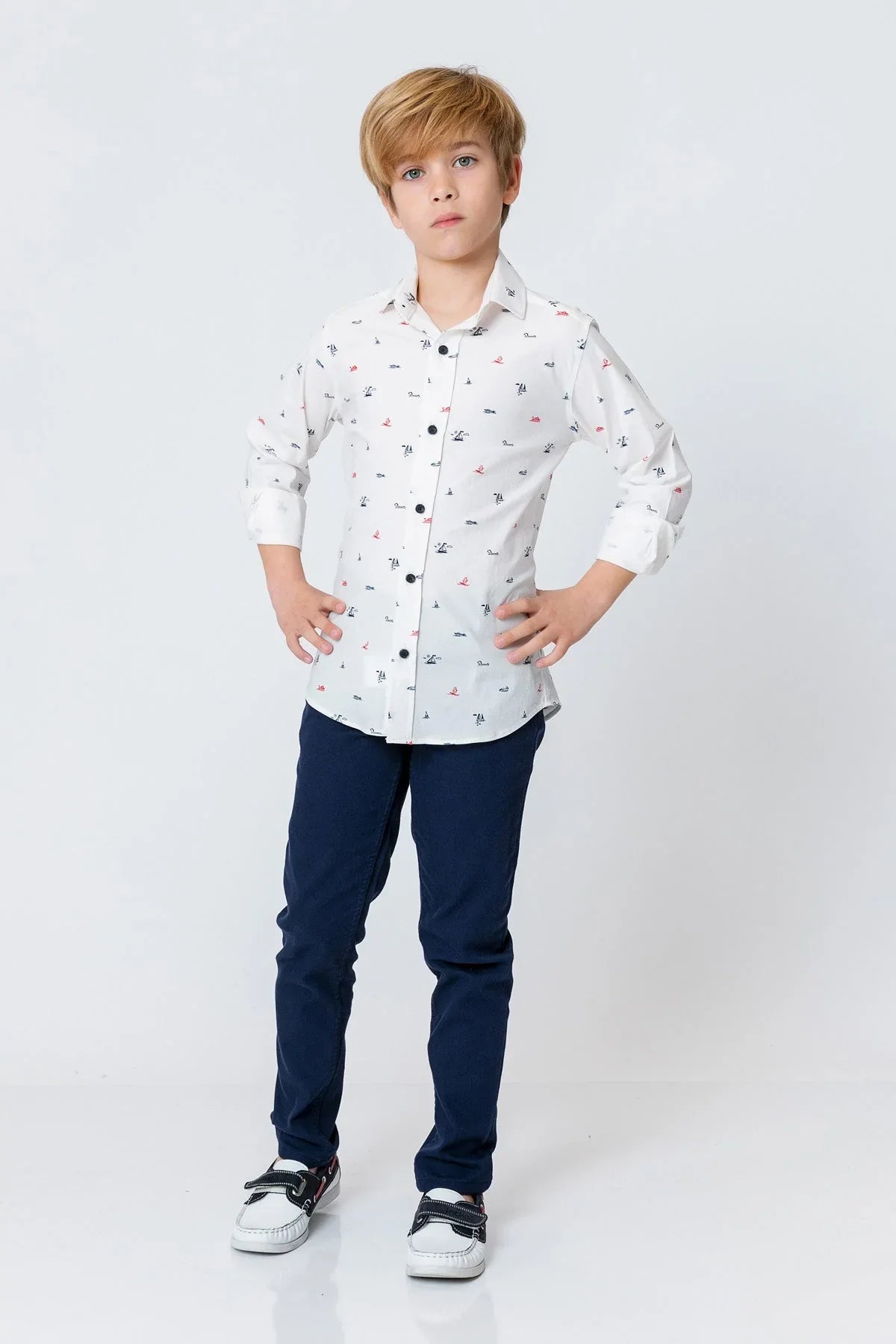 InCity Kids Boys Collared Button Up Printed Dress Shirt InCity Boys & Girls