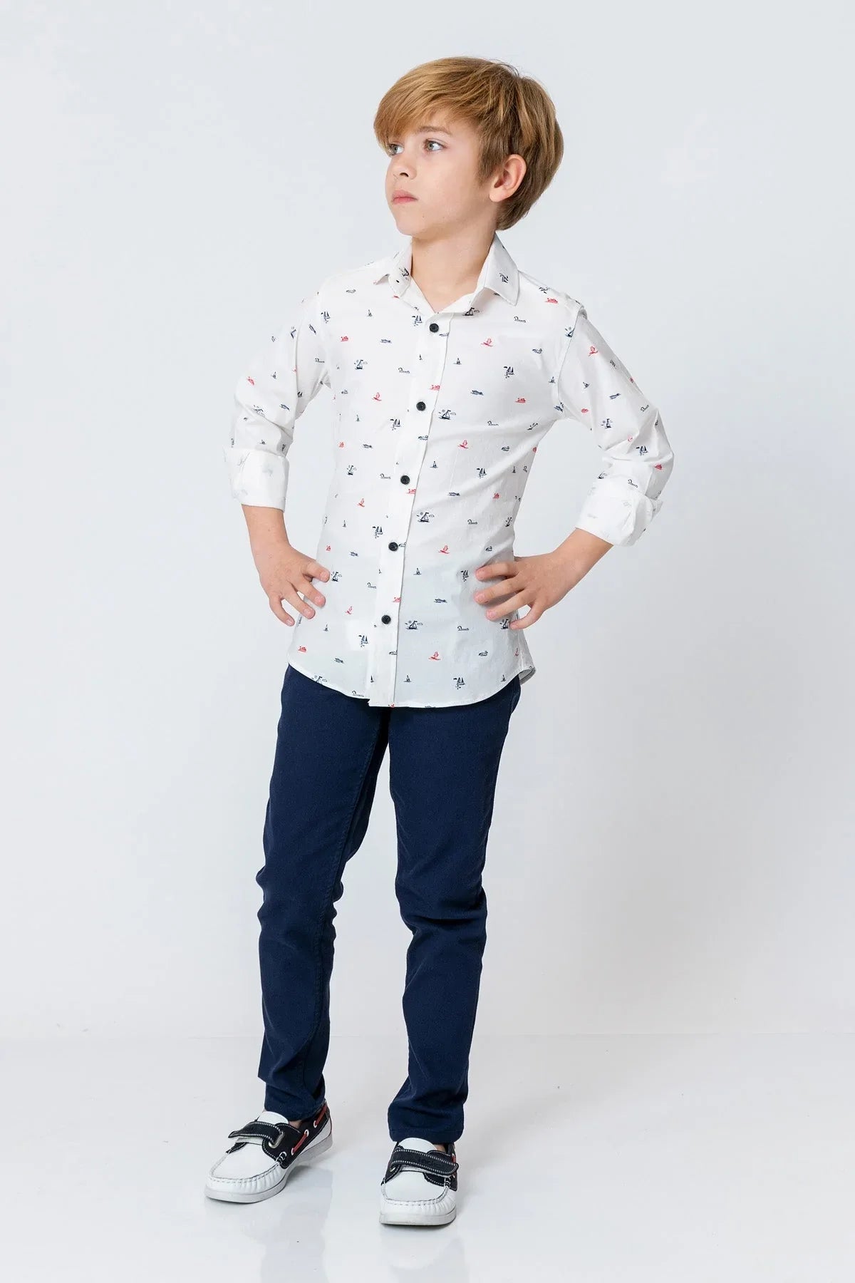 InCity Kids Boys Collared Button Up Printed Dress Shirt InCity Boys & Girls