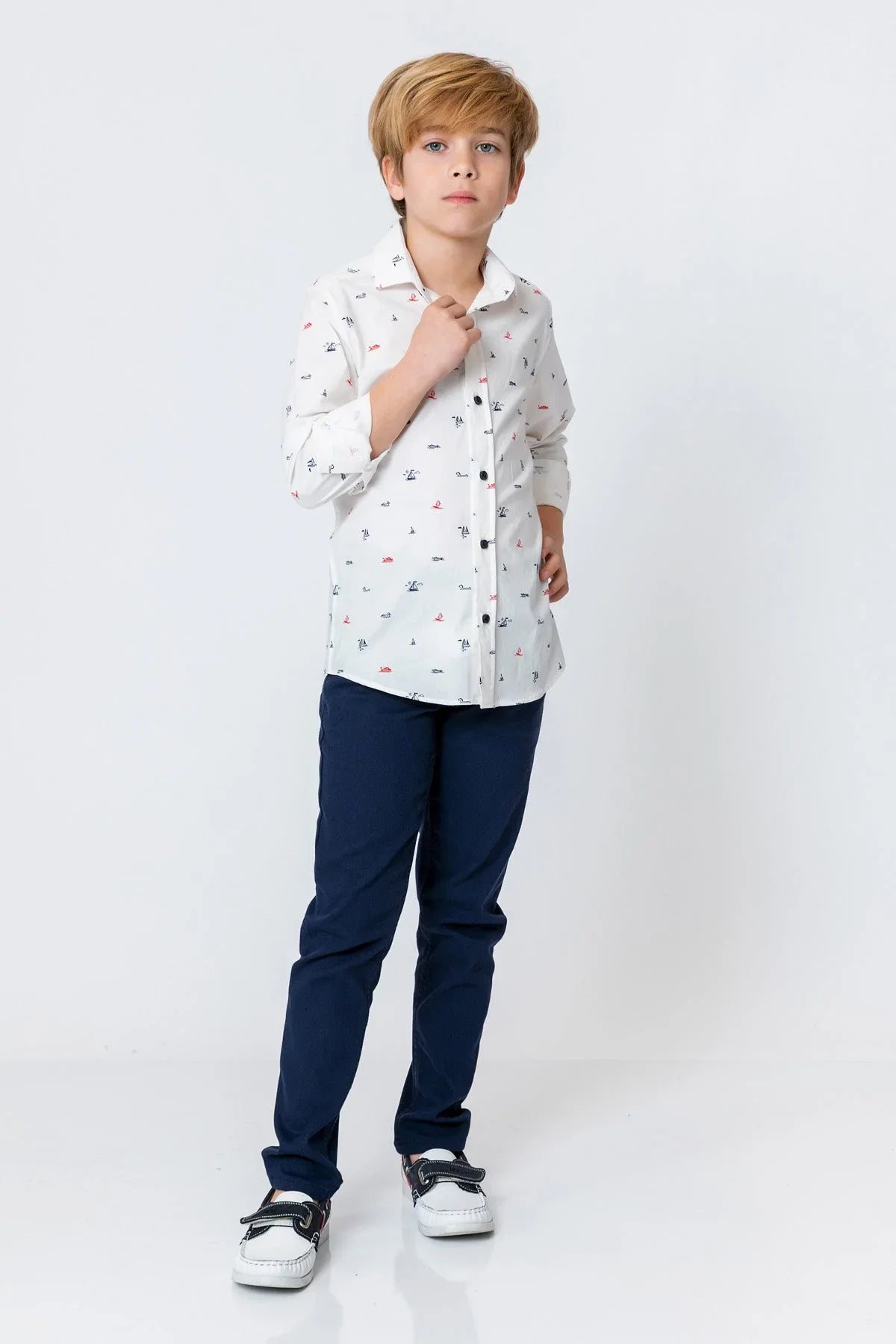 InCity Kids Boys Collared Button Up Printed Dress Shirt InCity Boys & Girls
