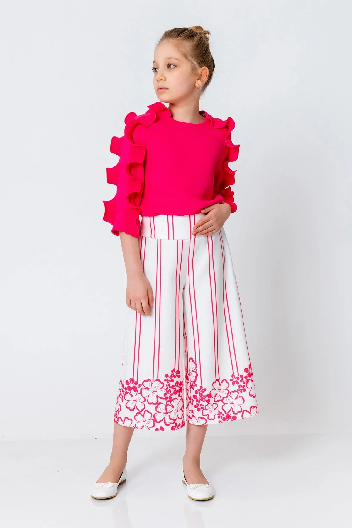 InCity Kids Girls Floral Print Wide Leg Fashion Pants InCity Boys & Girls