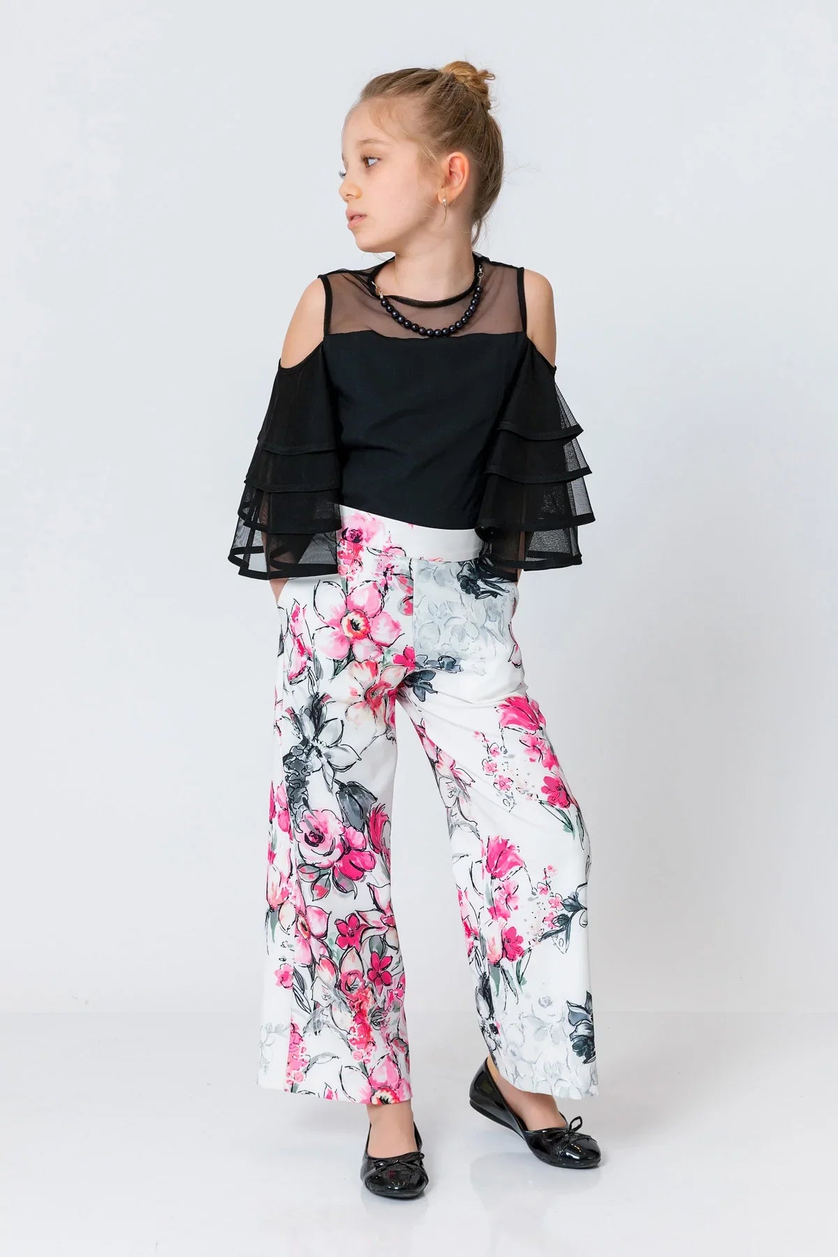 InCity Kids Girls Semi Transparent Batwing Sleeve Pearl Blouse InCity Boys & Girls