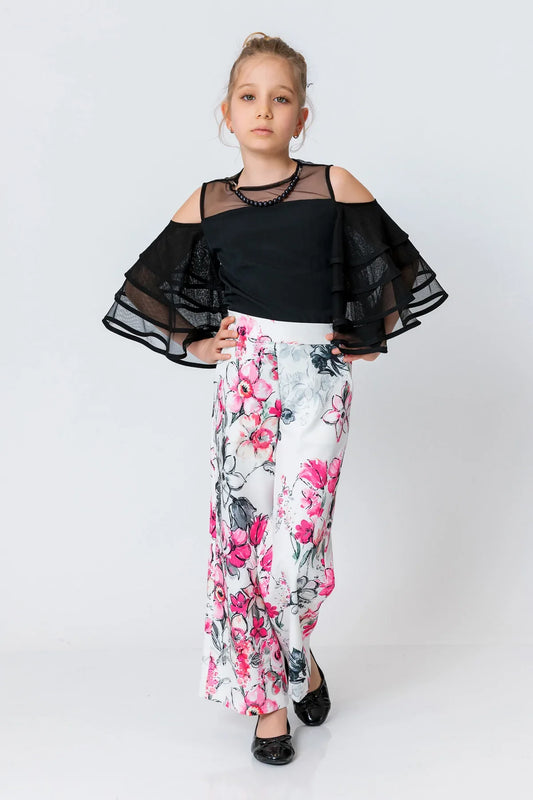 InCity Kids Girls Semi Transparent Batwing Sleeve Pearl Blouse InCity Boys & Girls