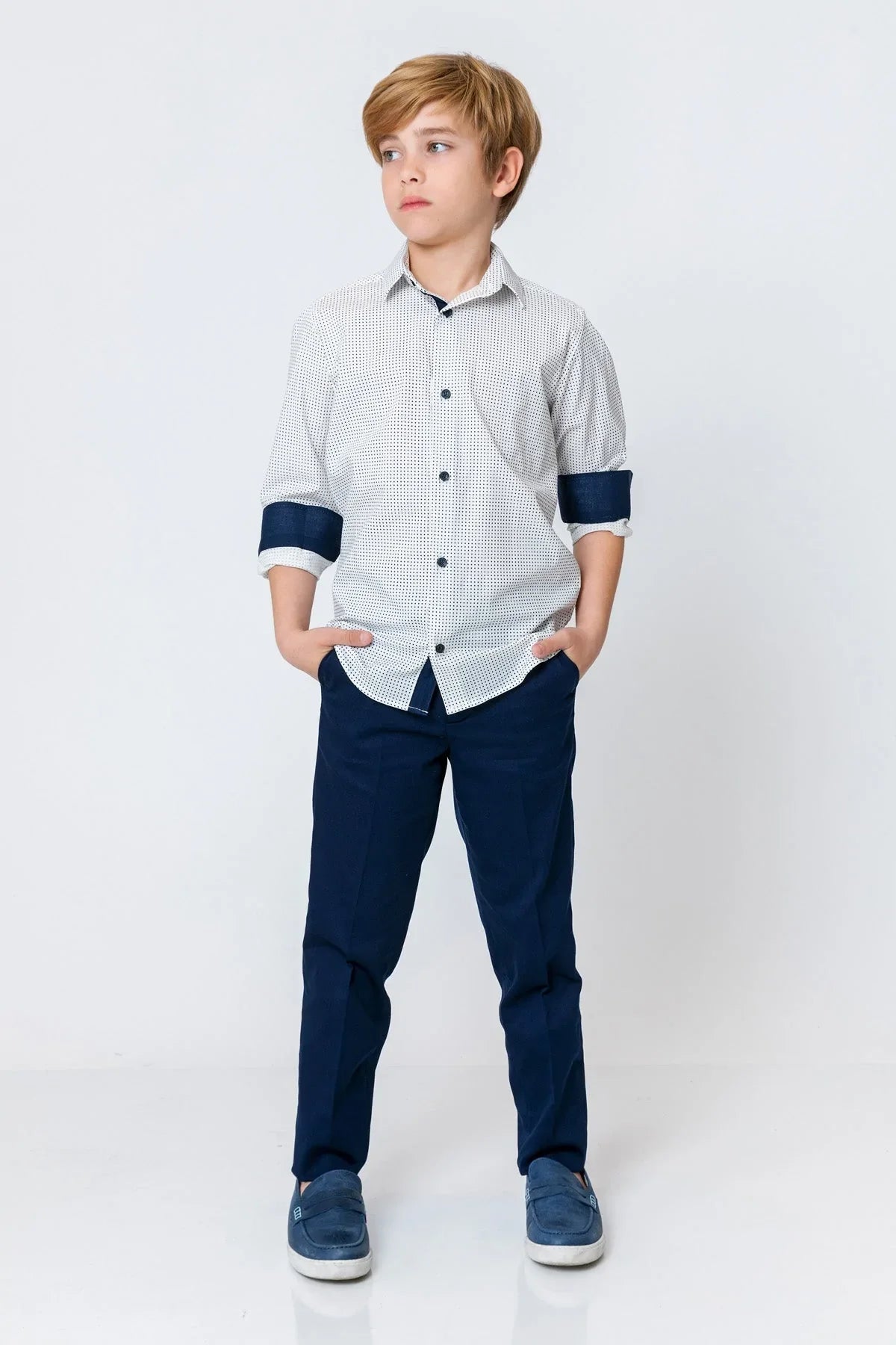 InCity Kids Boys Collared Long Sleeve Star Dress Shirt InCity Boys & Girls