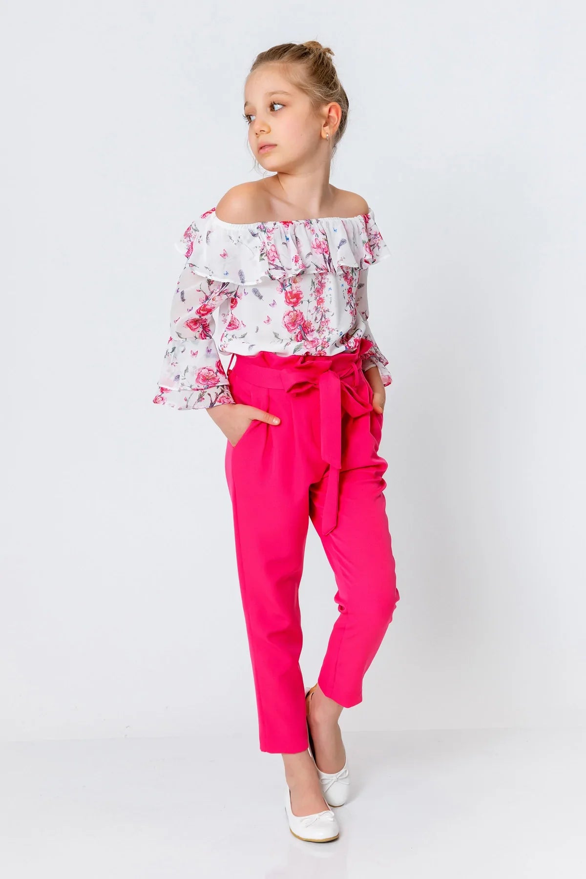 InCity Kids Girls Floral Print Ruffle Dress Blouse InCity Boys & Girls