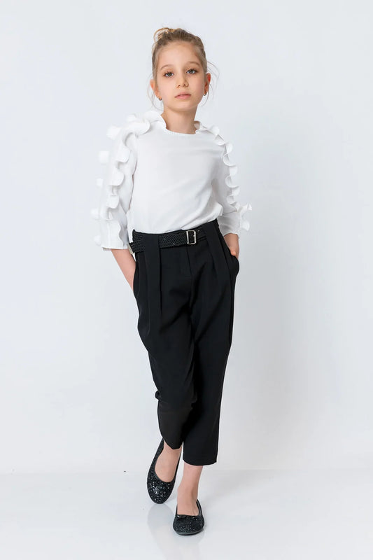 InCity Kids Girls Belted Solid Straight Leg Dress Pants InCity Boys & Girls