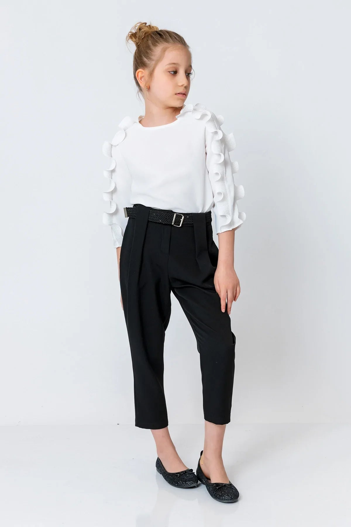 InCity Kids Girls Belted Solid Straight Leg Dress Pants InCity Boys & Girls