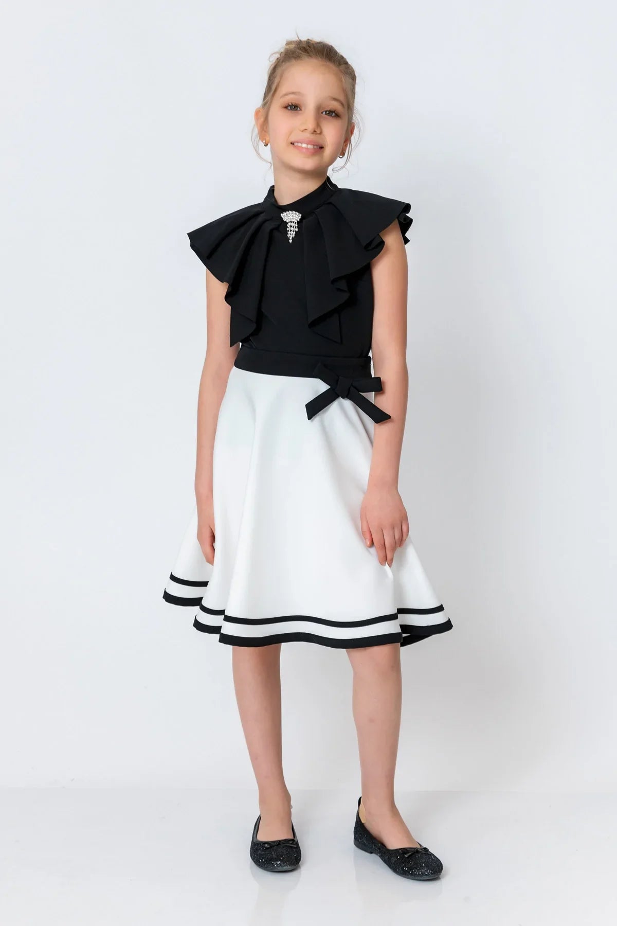 InCity Kids Girls Solid Sleeveless Cascade Dress Blouse InCity Boys & Girls