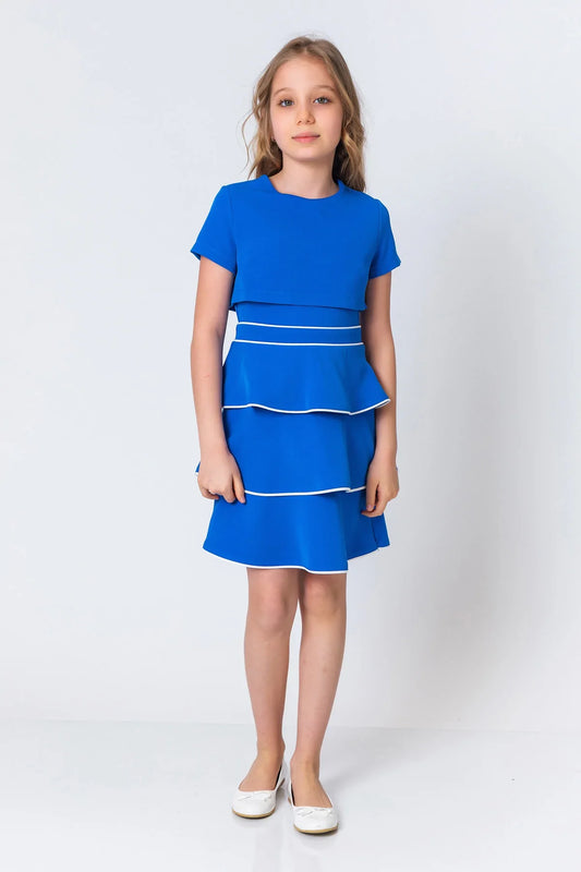 InCity Kids Girls Short Sleeve Layered Back Zipper Fashion Dress InCity Boys & Girls