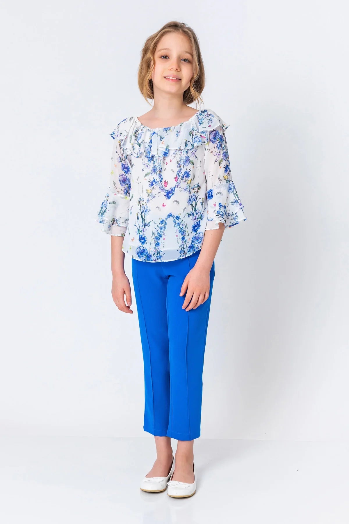 InCity Kids Girls Floral Print Ruffle Dress Blouse InCity Boys & Girls