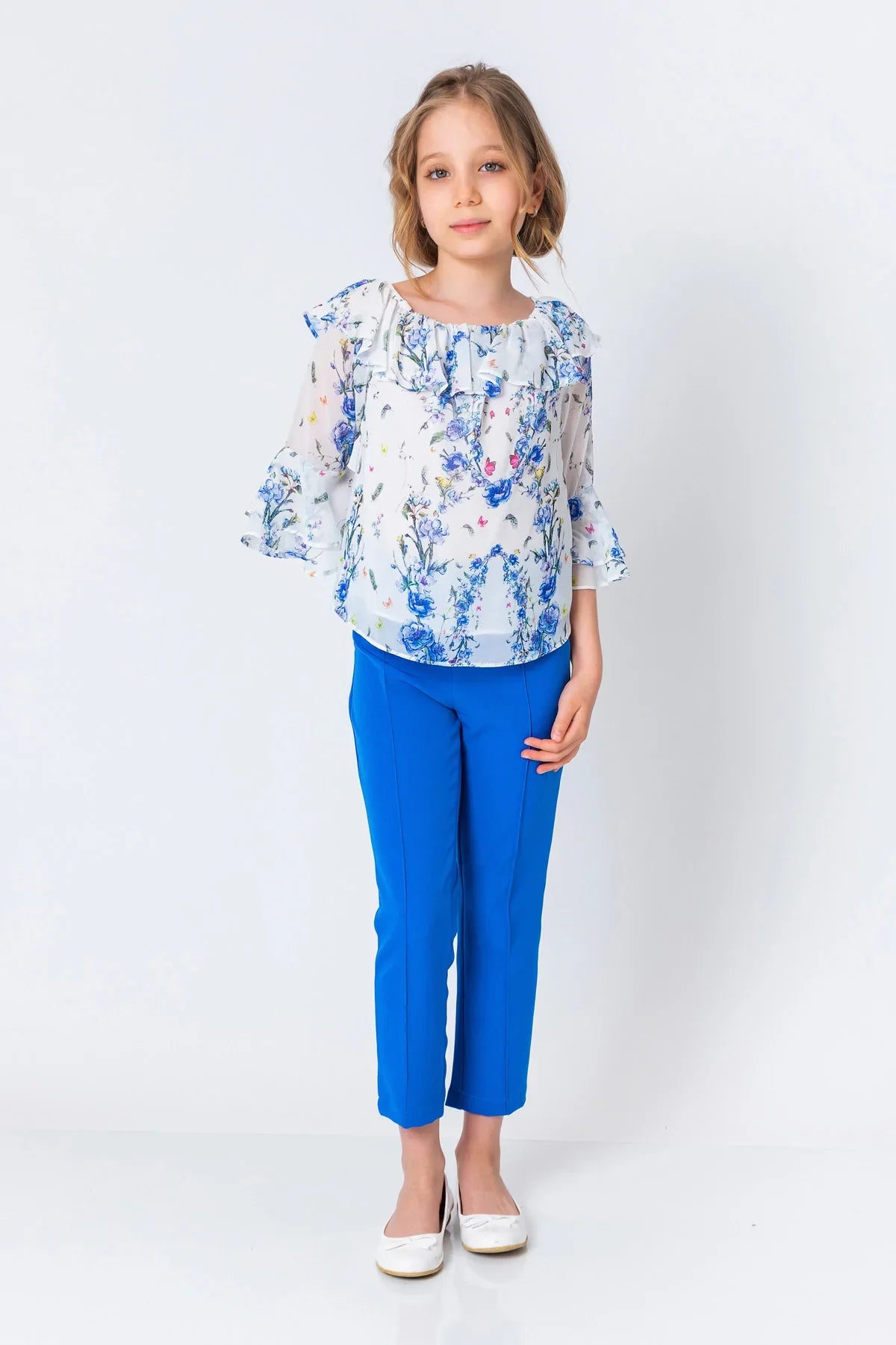 InCity Kids Girls Floral Print Ruffle Dress Blouse InCity Boys & Girls