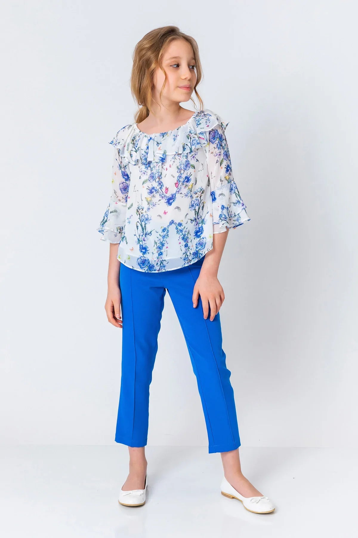 InCity Kids Girls Floral Print Ruffle Dress Blouse InCity Boys & Girls