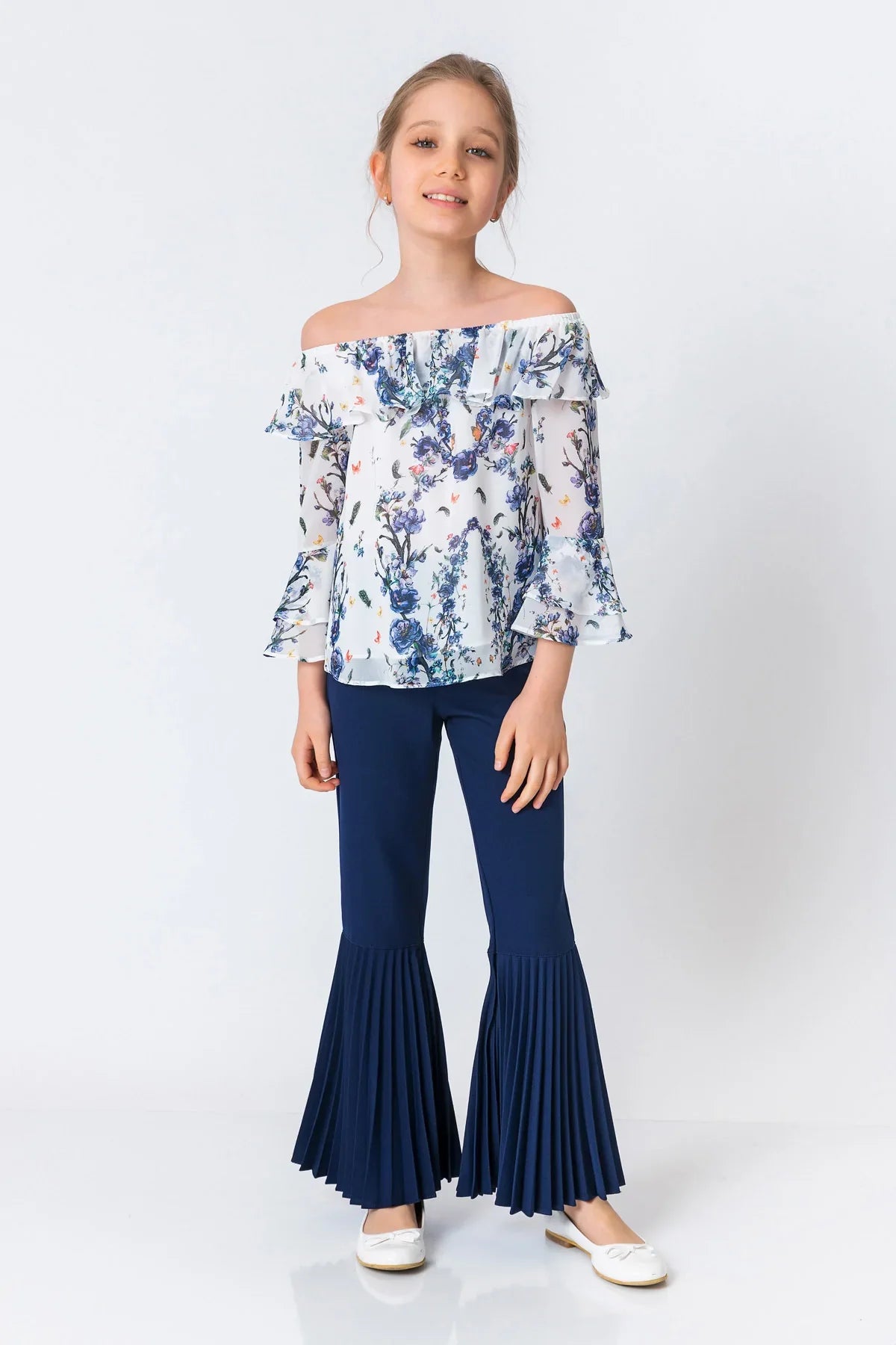 InCity Kids Girls Floral Print Ruffle Dress Blouse InCity Boys & Girls