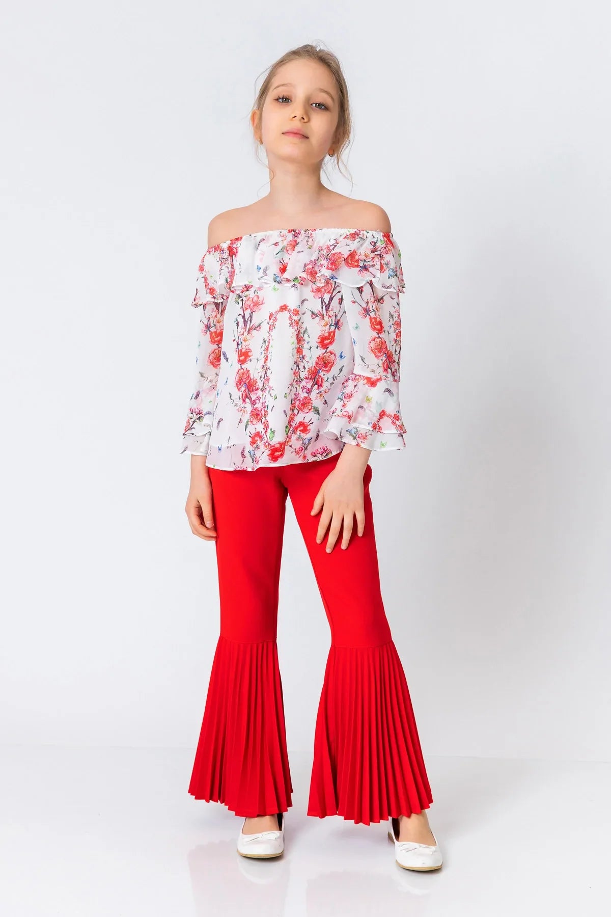 InCity Kids Girls Floral Print Ruffle Dress Blouse InCity Boys & Girls