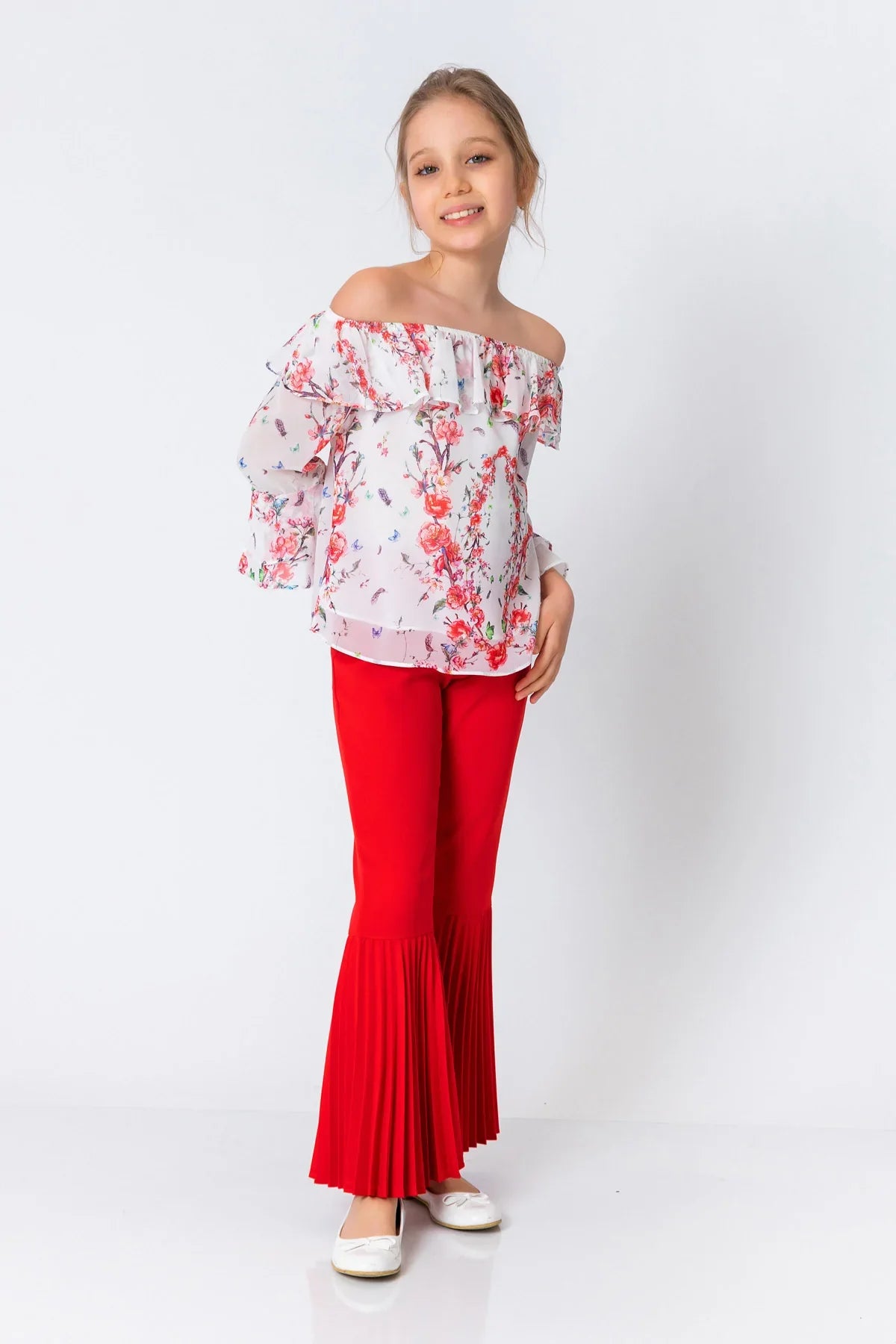 InCity Kids Girls Floral Print Ruffle Dress Blouse InCity Boys & Girls