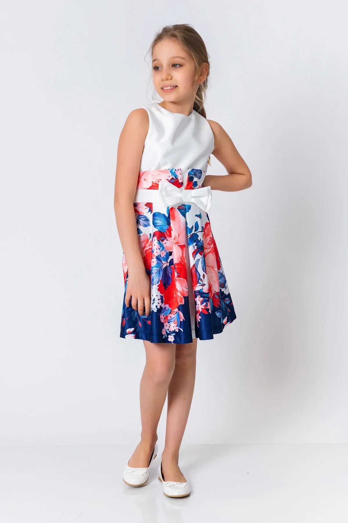 InCity Kids Girls Floral Print Ribbon Fashion Dress InCity Boys & Girls