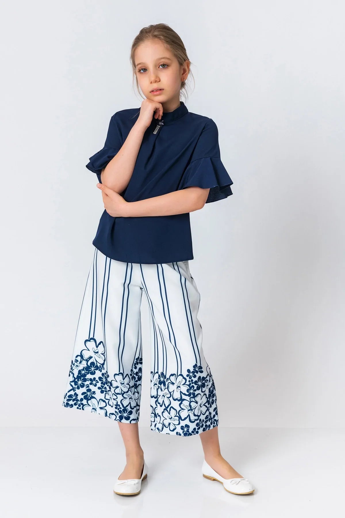 InCity Kids Girls Floral Print Wide Leg Fashion Pants InCity Boys & Girls