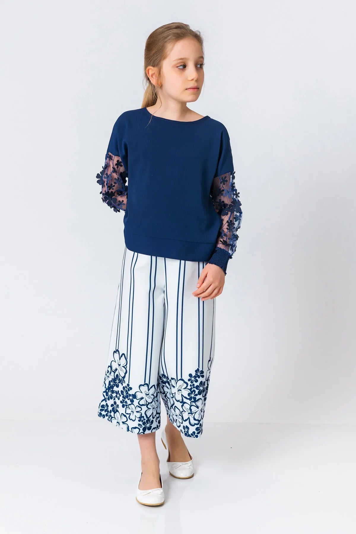 InCity Kids Girls Solid Transparent Floral Sleeve Dress Blouse InCity Boys & Girls