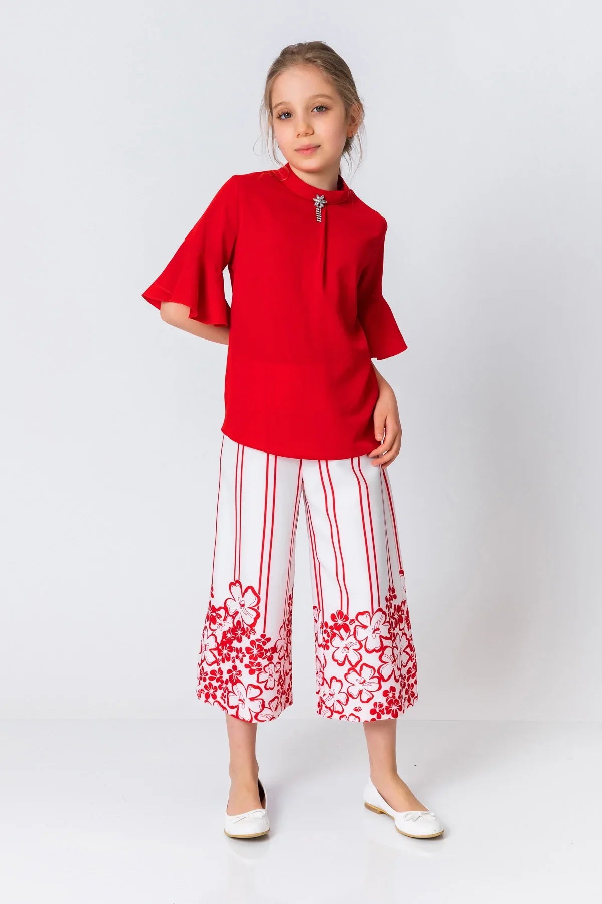 InCity Kids Girls Floral Print Wide Leg Fashion Pants InCity Boys & Girls