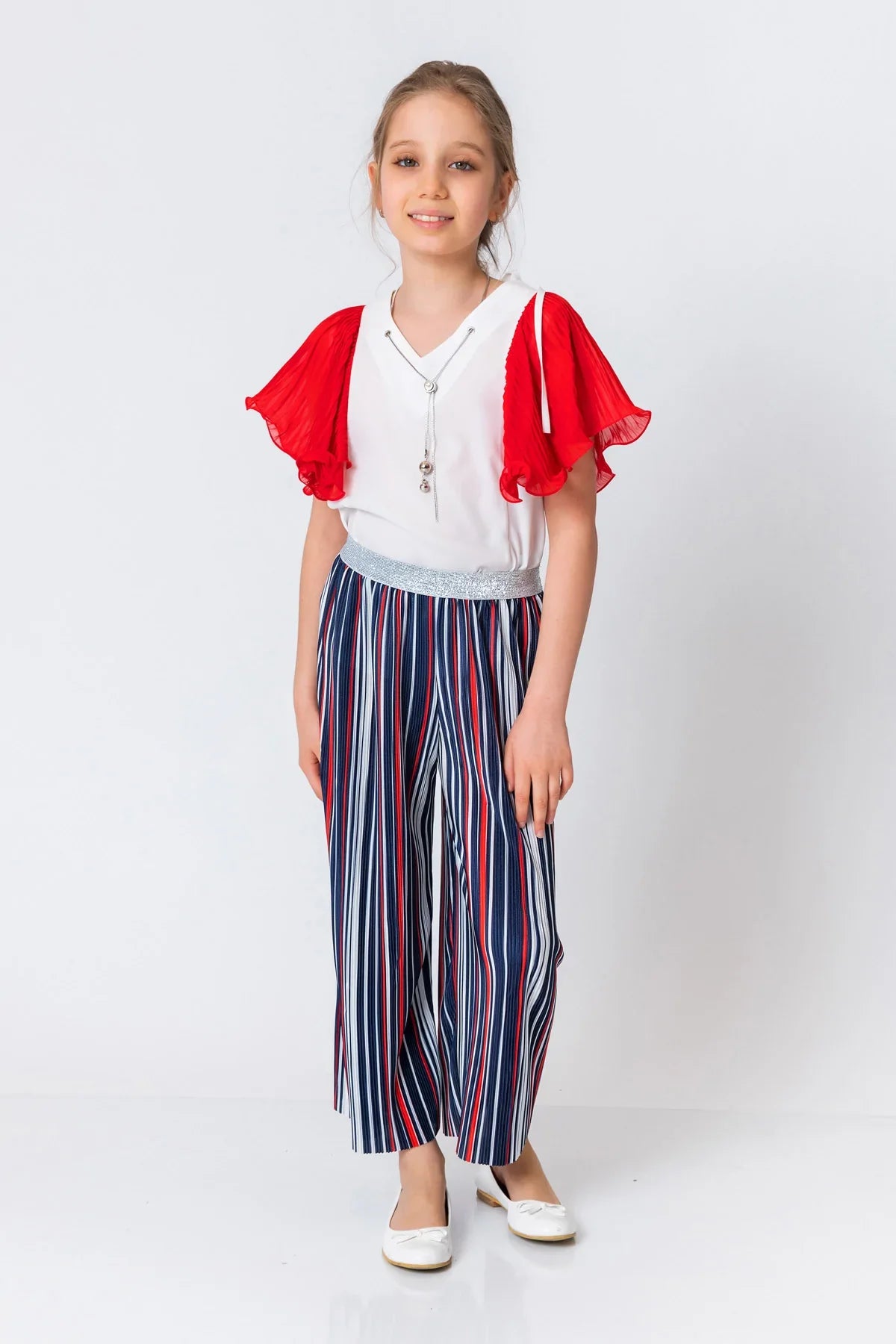 InCity Kids Girls Tie Neck Colorful Ruffle Sleeve Dress Blouse InCity Boys & Girls