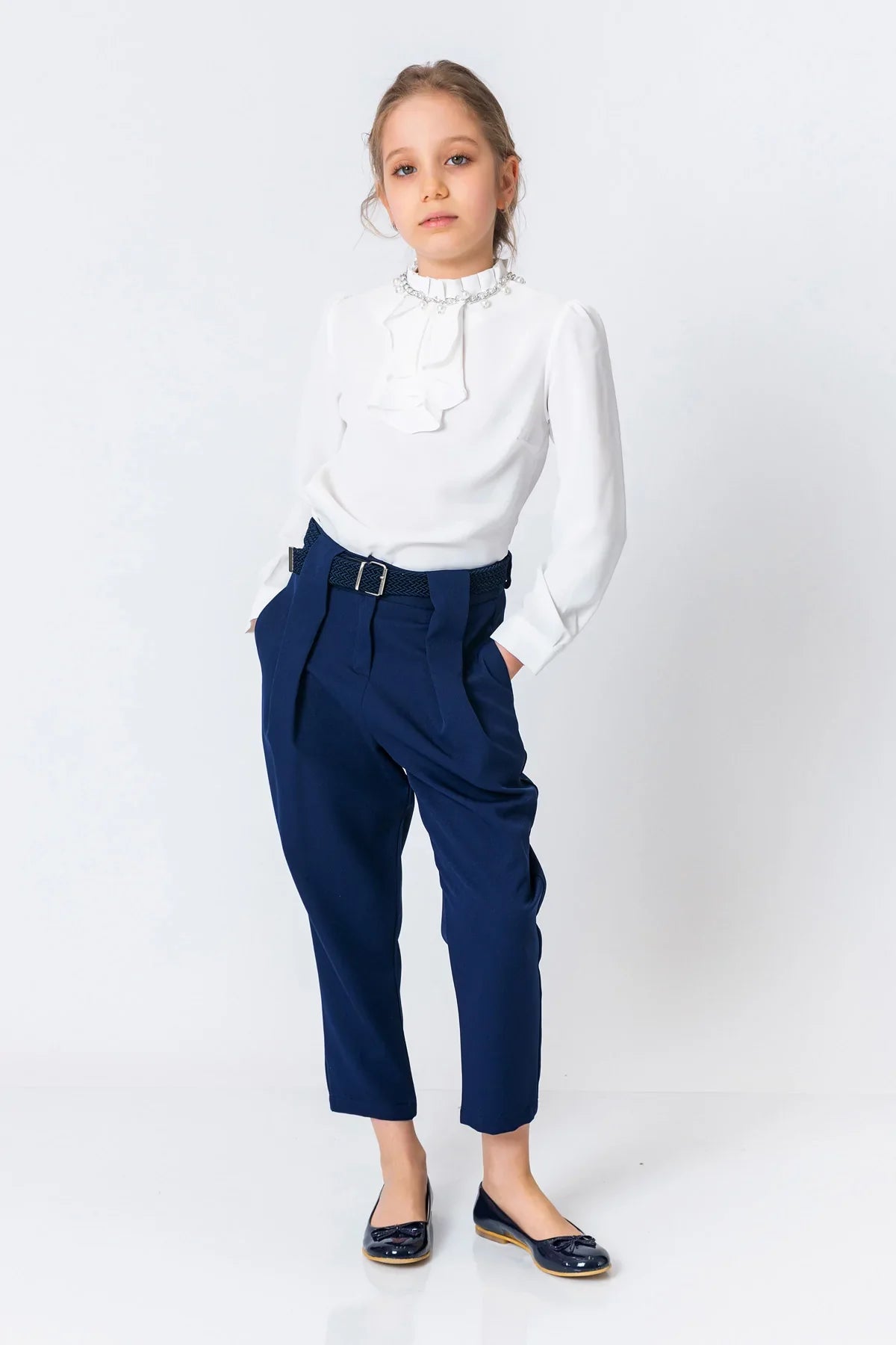 InCity Kids Girls Belted Solid Straight Leg Dress Pants InCity Boys & Girls
