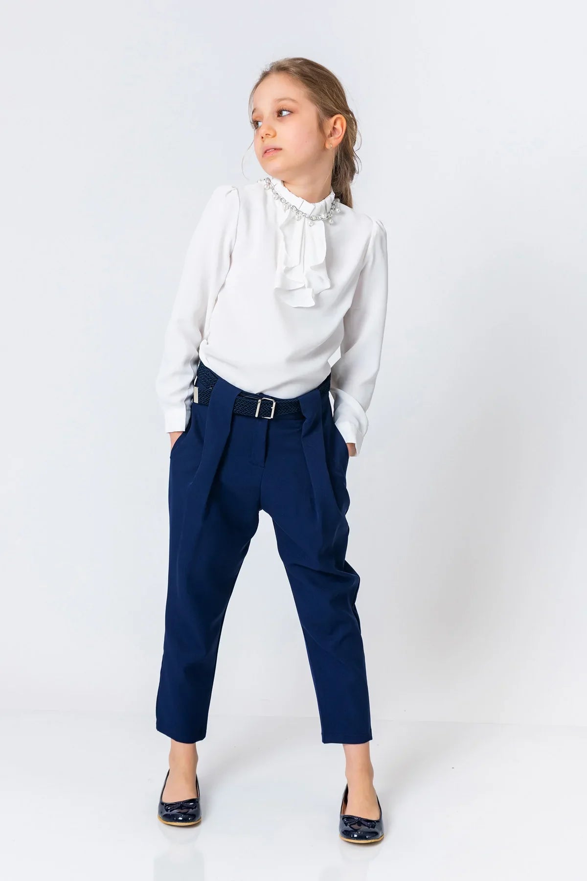 InCity Kids Girls Belted Solid Straight Leg Dress Pants InCity Boys & Girls