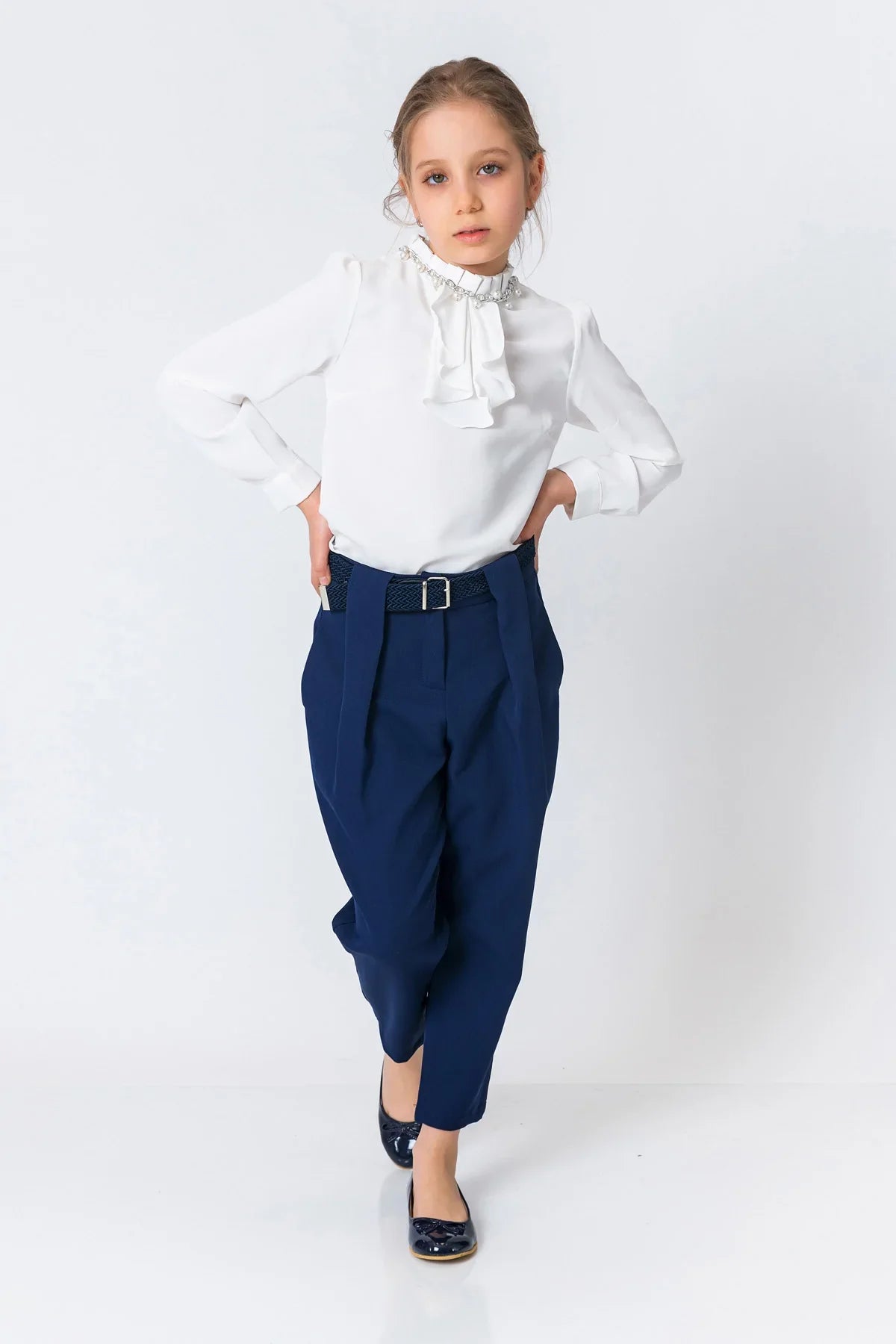 InCity Kids Girls Belted Solid Straight Leg Dress Pants InCity Boys & Girls