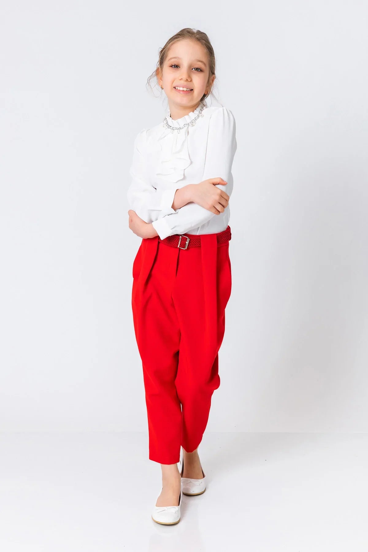 InCity Kids Girls Belted Solid Straight Leg Dress Pants InCity Boys & Girls