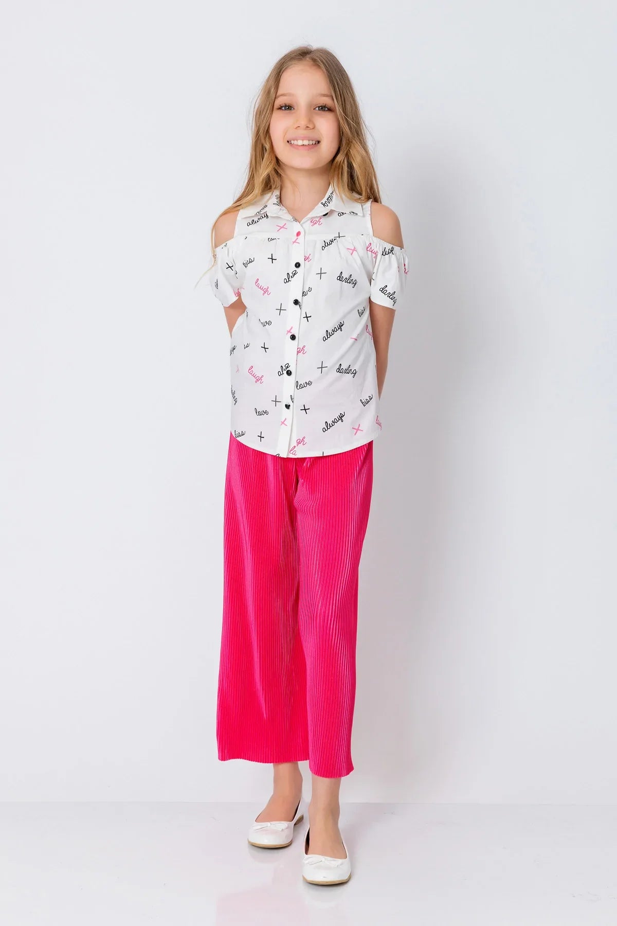 InCity Kids Girls Elastic Waist Wide Leg Pleated Pants InCity Boys & Girls