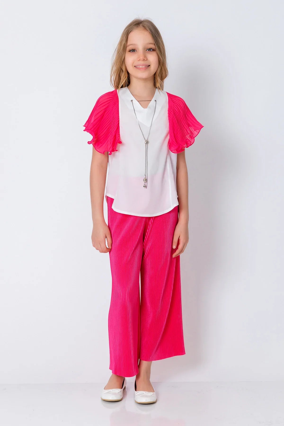 InCity Kids Girls Tie Neck Colorful Ruffle Sleeve Dress Blouse InCity Boys & Girls