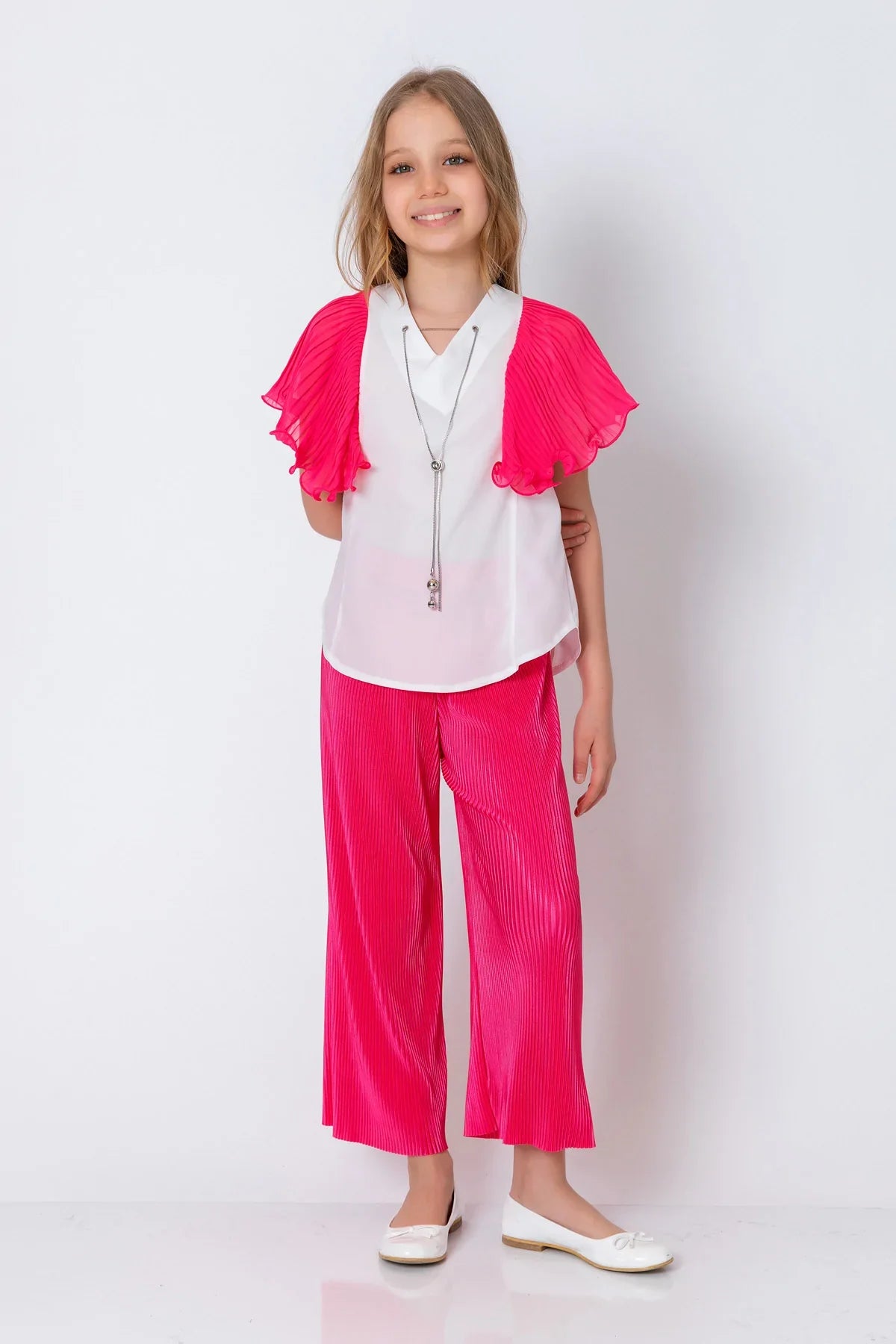 InCity Kids Girls Tie Neck Colorful Ruffle Sleeve Dress Blouse InCity Boys & Girls