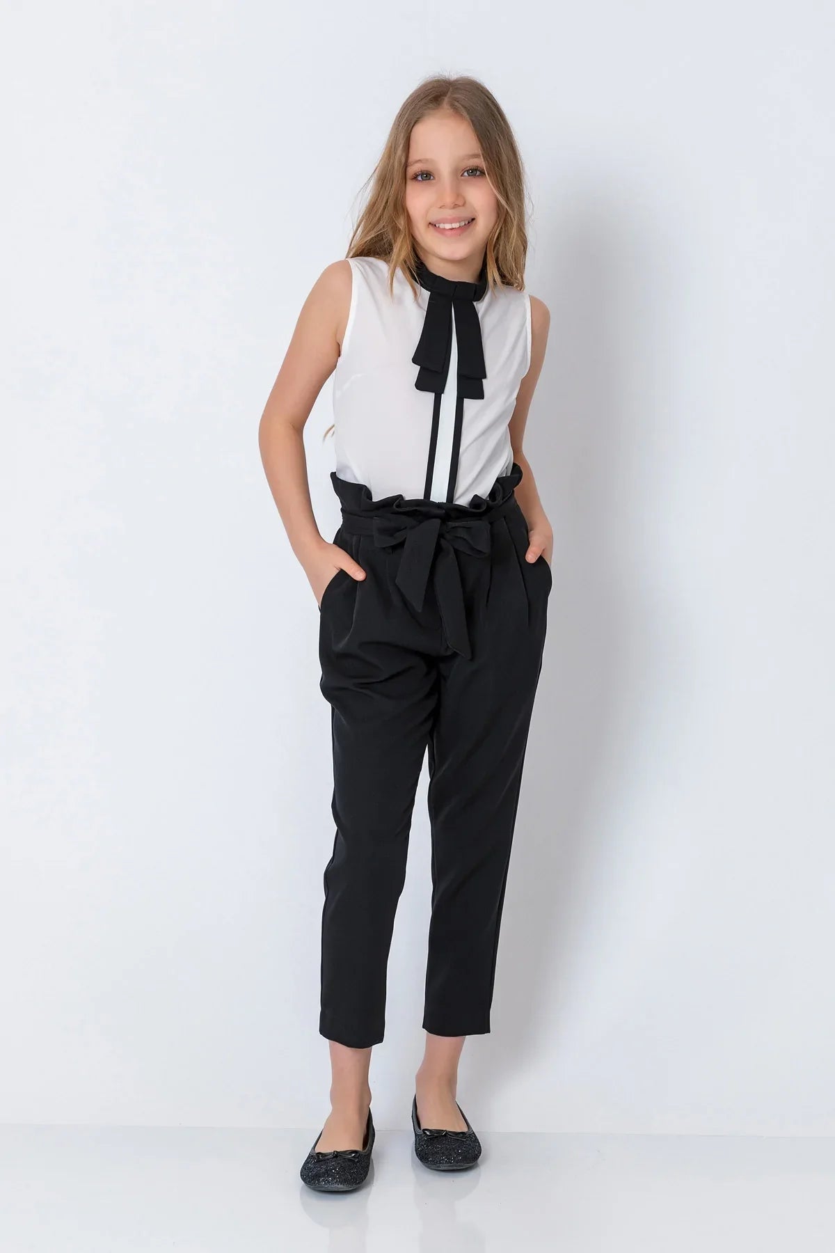 InCity Kids Girls Round Neck Striped Sleeveless Dress Blouse InCity Boys & Girls