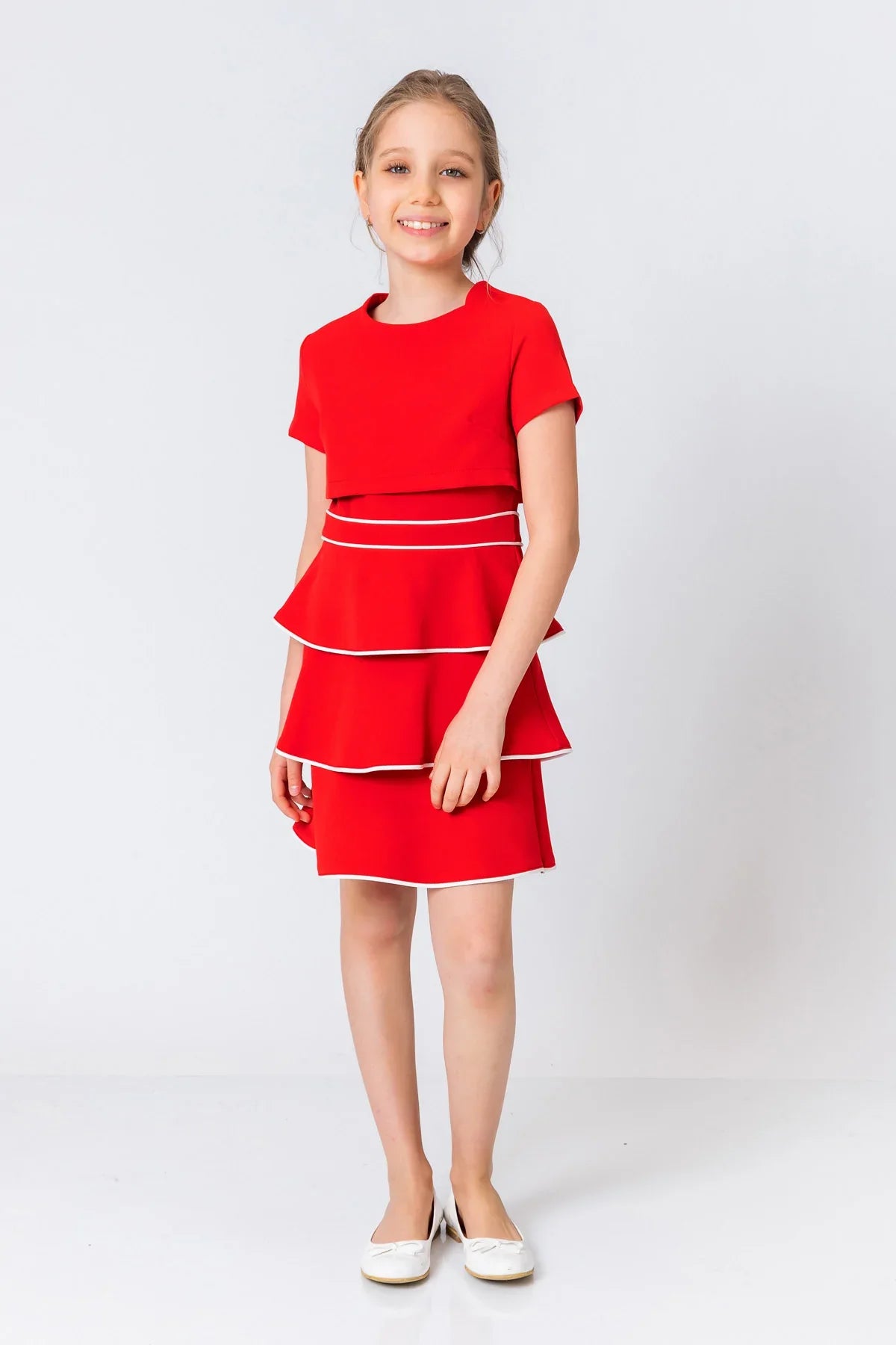 InCity Kids Girls Short Sleeve Layered Back Zipper Fashion Dress InCity Boys & Girls