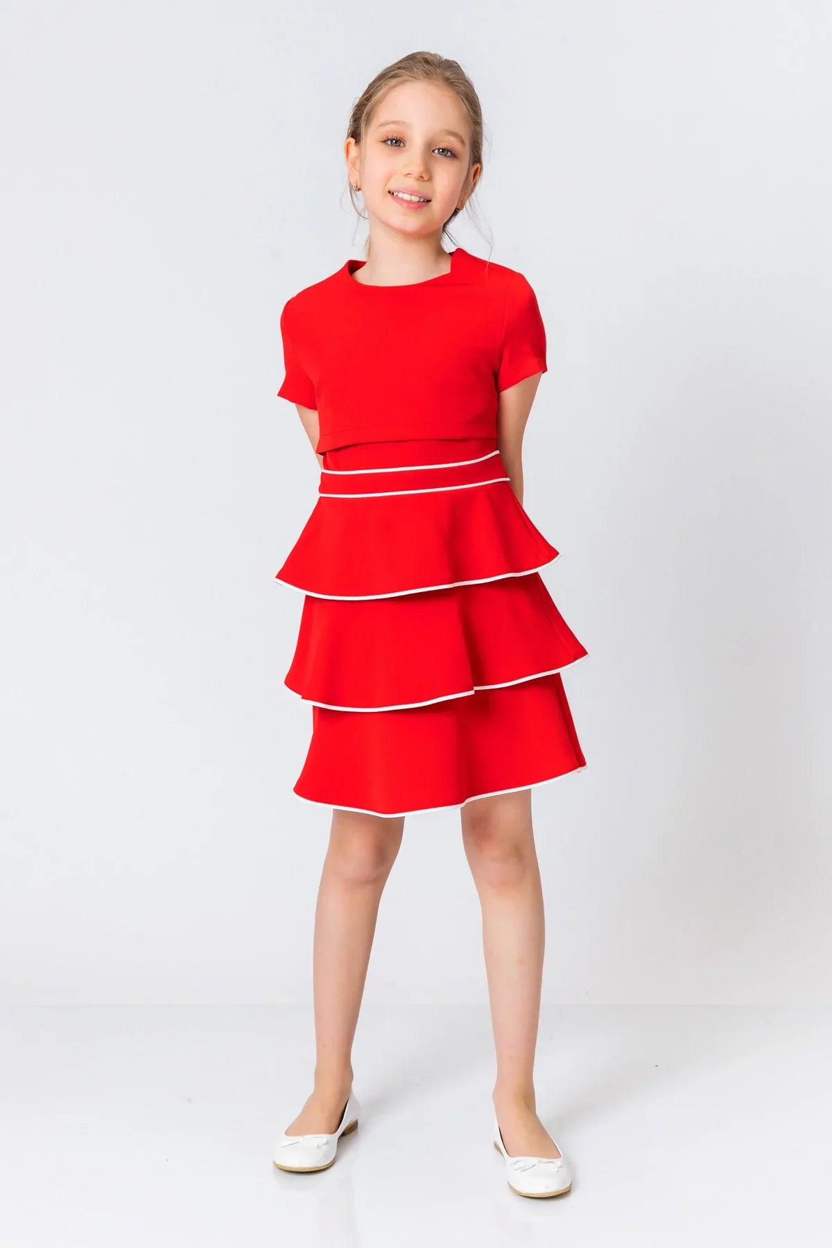 InCity Kids Girls Short Sleeve Layered Back Zipper Fashion Dress InCity Boys & Girls