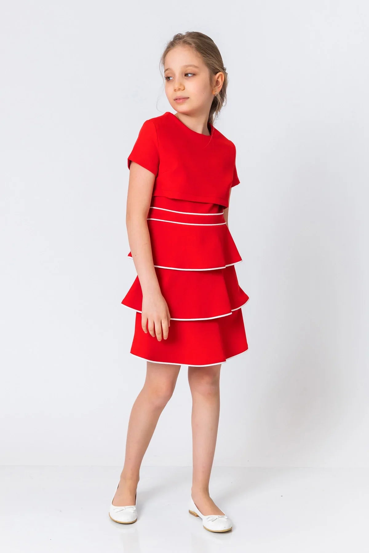 InCity Kids Girls Short Sleeve Layered Back Zipper Fashion Dress InCity Boys & Girls