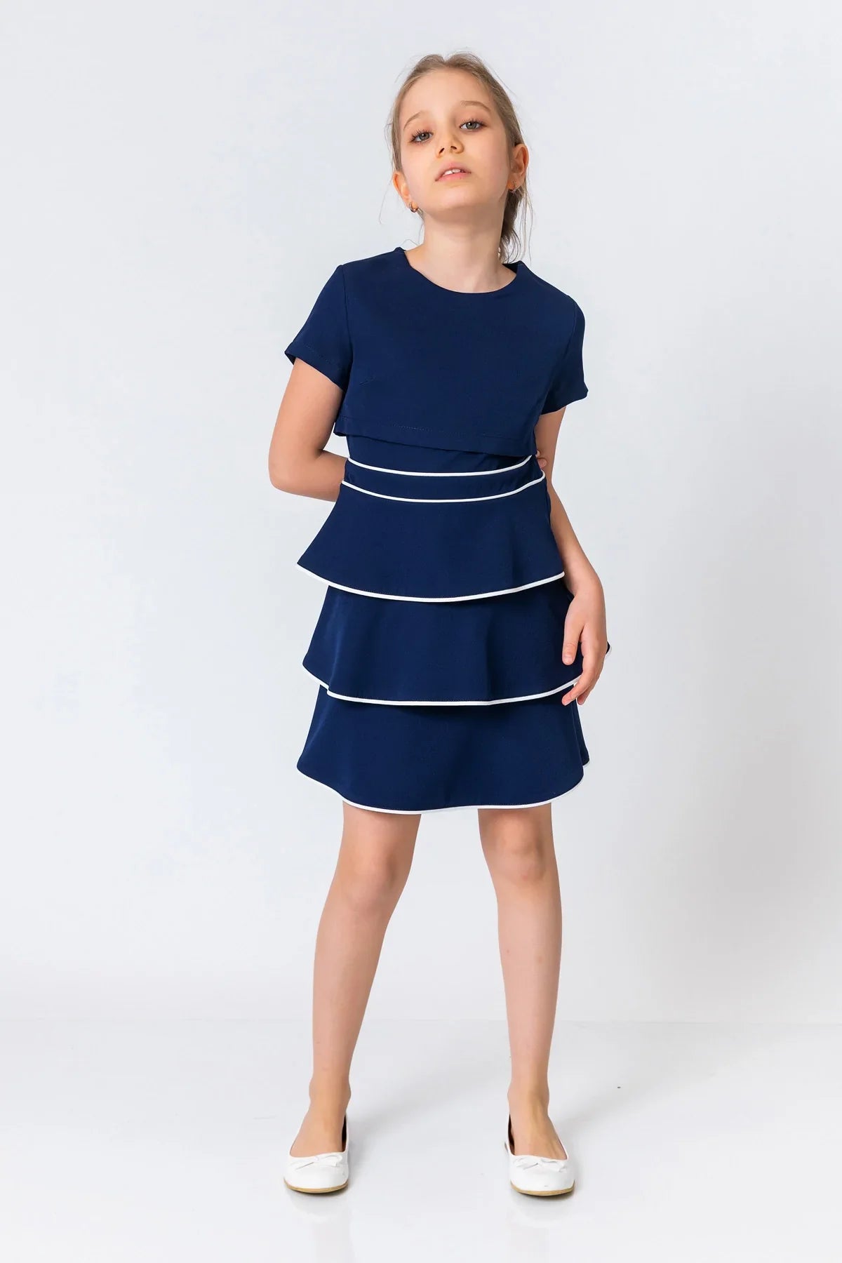 InCity Kids Girls Short Sleeve Layered Back Zipper Fashion Dress InCity Boys & Girls