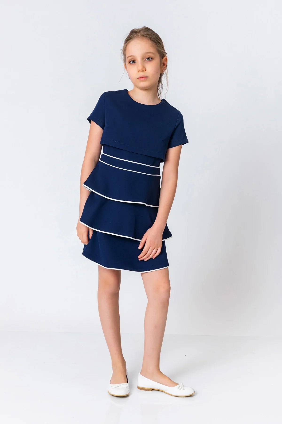 InCity Kids Girls Short Sleeve Layered Back Zipper Fashion Dress InCity Boys & Girls