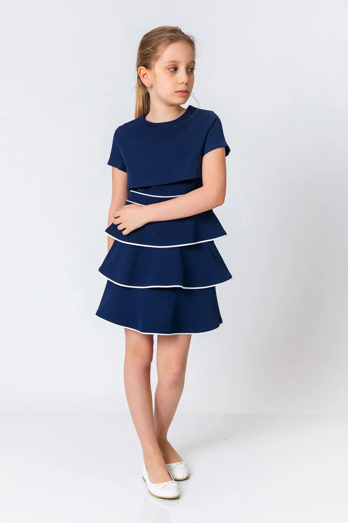 InCity Kids Girls Short Sleeve Layered Back Zipper Fashion Dress InCity Boys & Girls