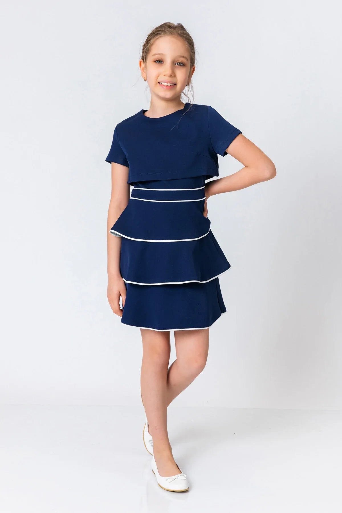 InCity Kids Girls Short Sleeve Layered Back Zipper Fashion Dress InCity Boys & Girls