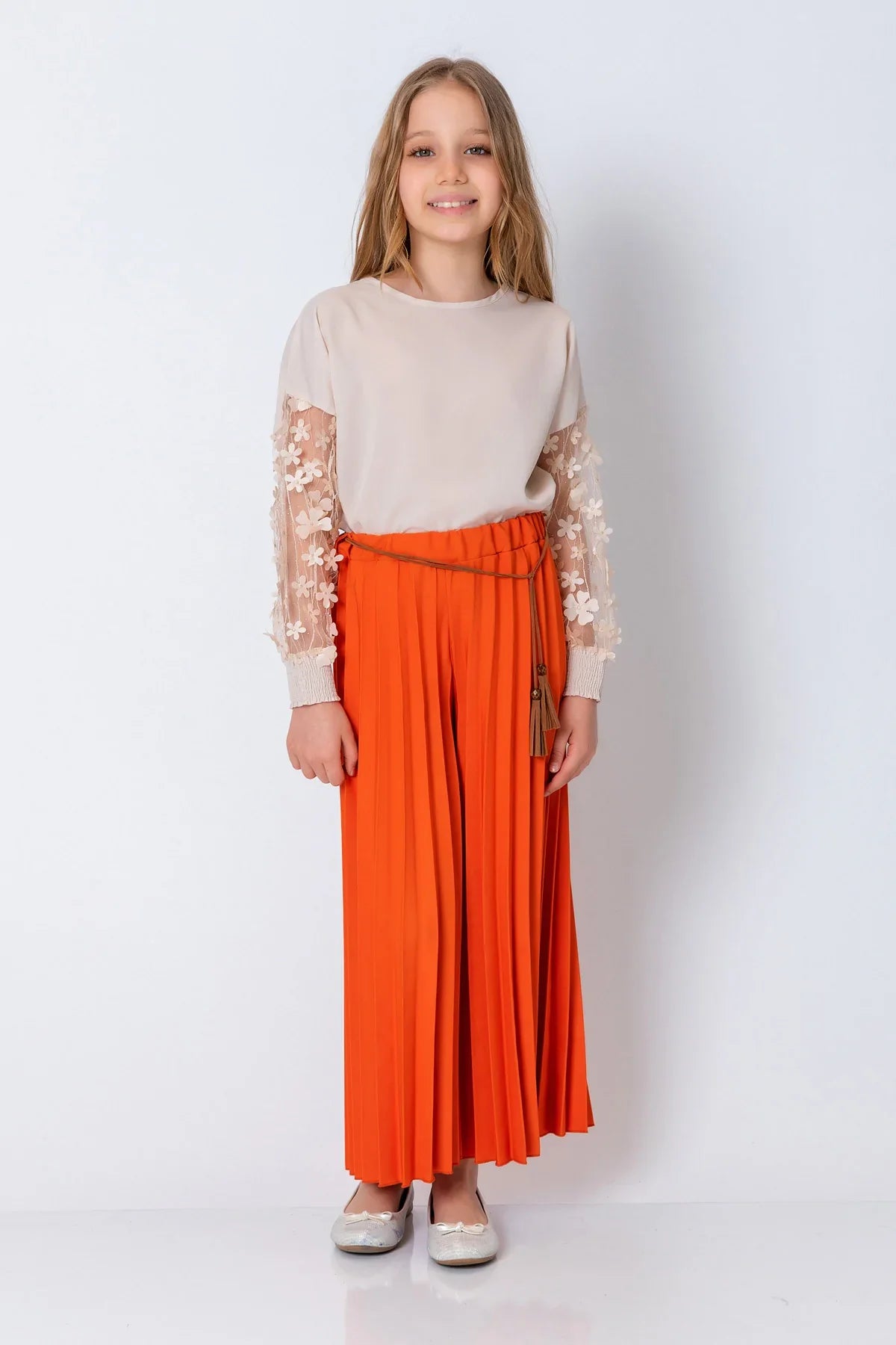 InCity Kids Girls Solid Transparent Floral Sleeve Dress Blouse InCity Boys & Girls