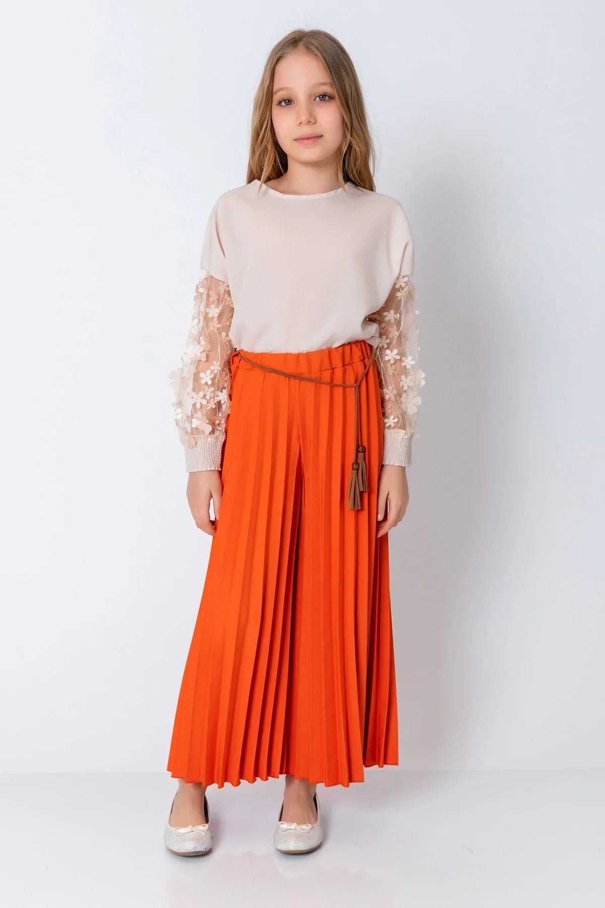 InCity Kids Girls Solid Transparent Floral Sleeve Dress Blouse InCity Boys & Girls