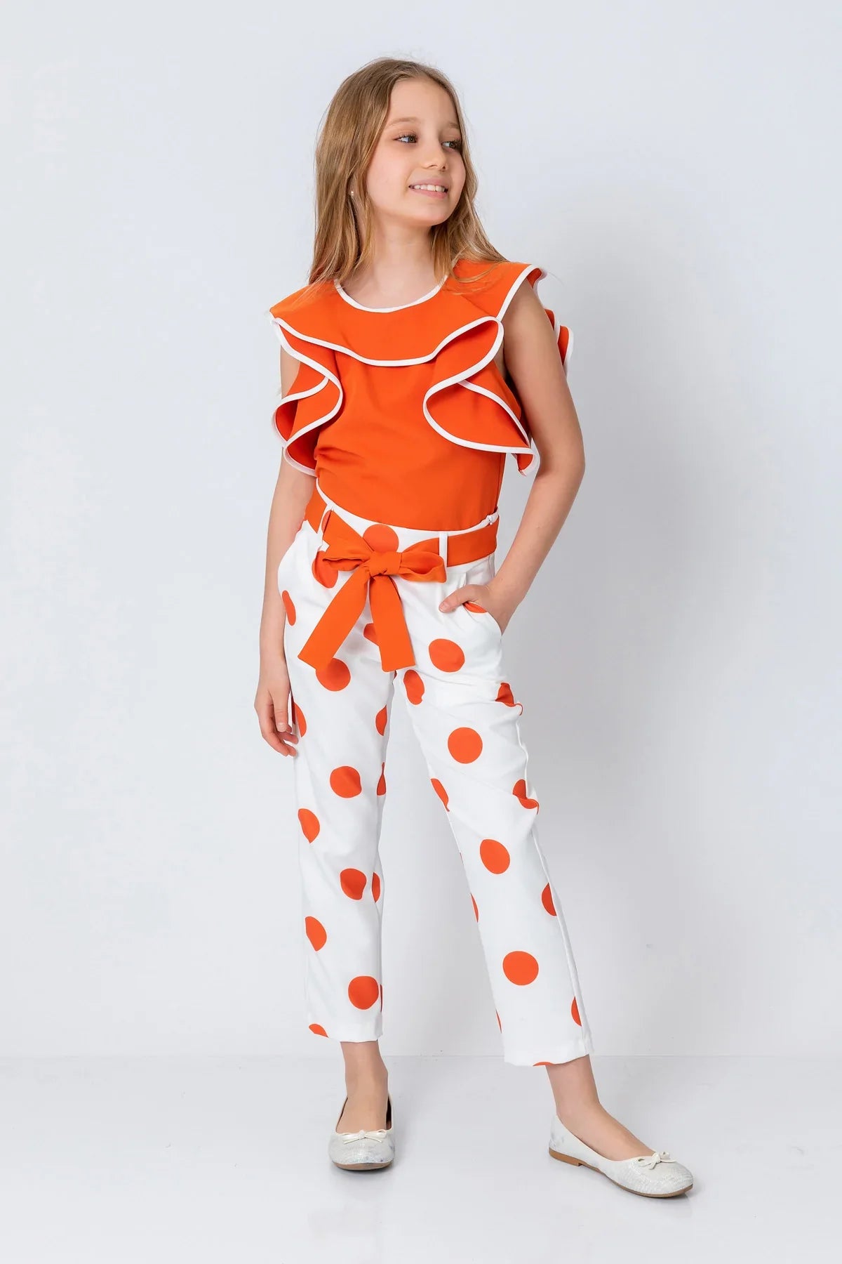 InCity Kids Girls Solid Cascade Ruffle Fashion Blouse InCity Boys & Girls