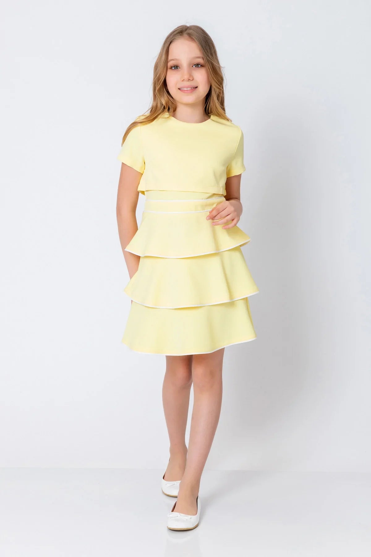 InCity Kids Girls Short Sleeve Layered Back Zipper Fashion Dress InCity Boys & Girls