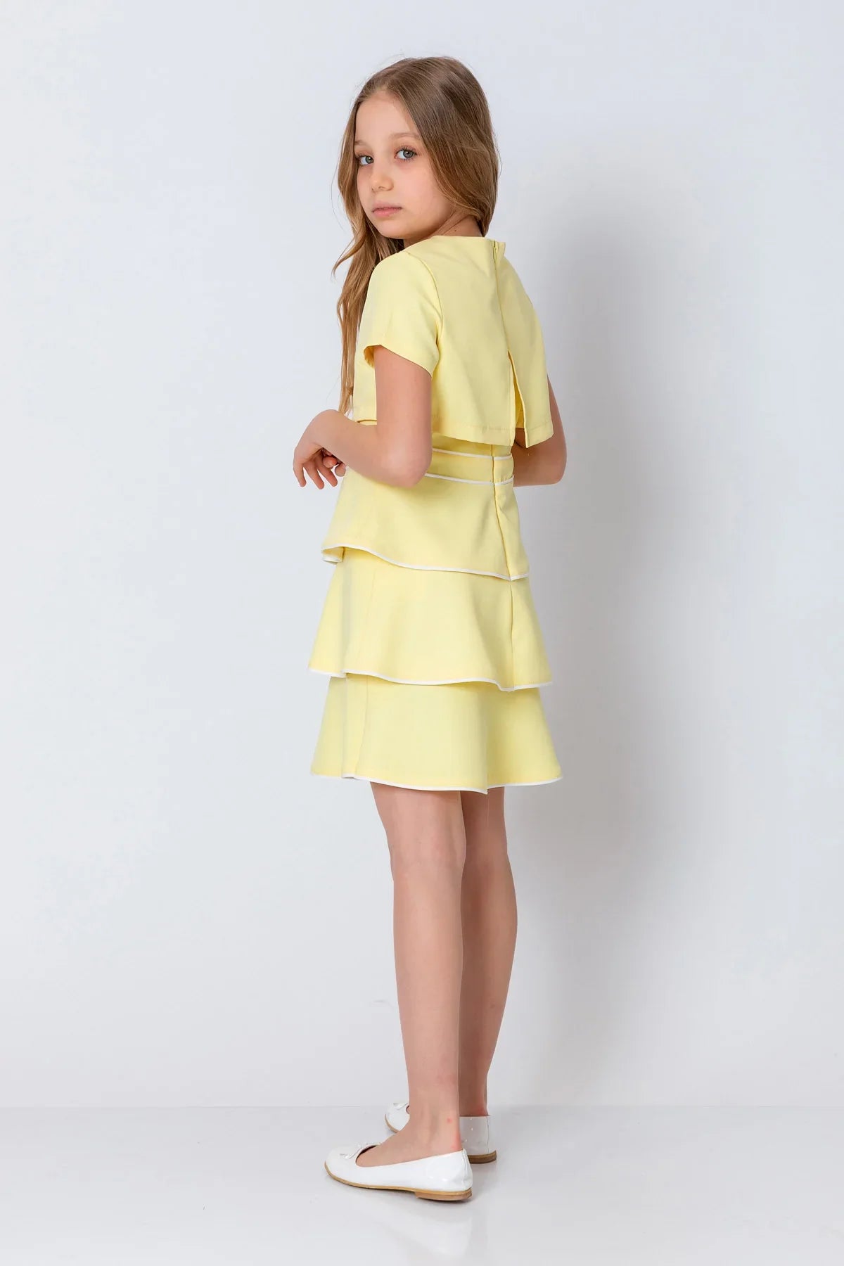 InCity Kids Girls Short Sleeve Layered Back Zipper Fashion Dress InCity Boys & Girls