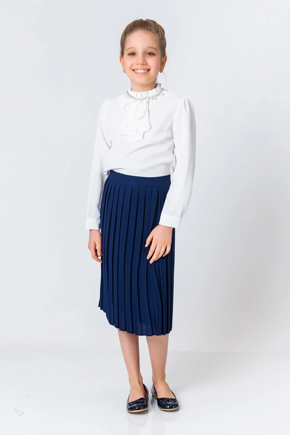 InCity Kids Girls Solid Pleated Zipper Midi Skirt InCity Boys & Girls