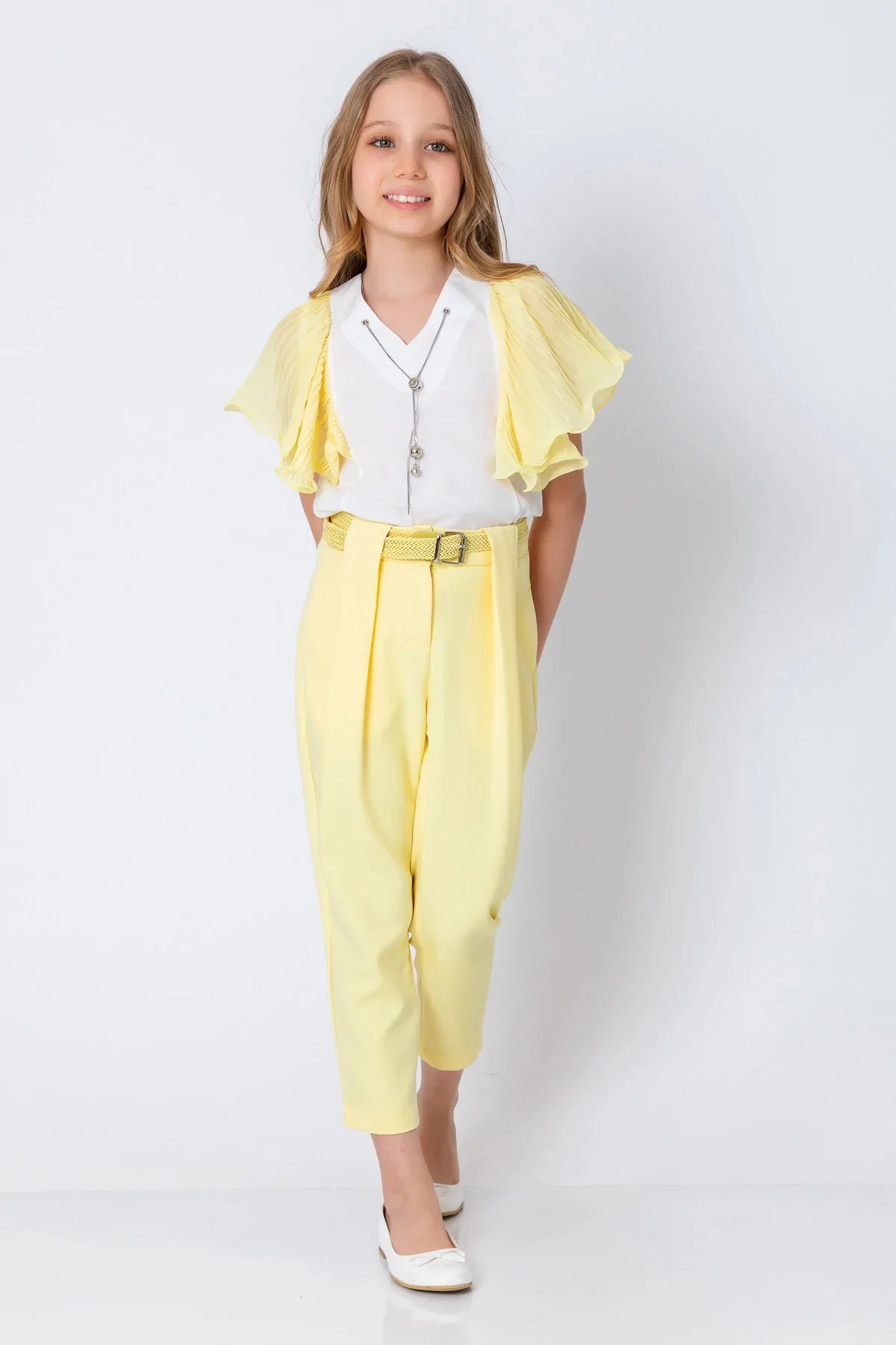 InCity Kids Girls Belted Solid Straight Leg Dress Pants InCity Boys & Girls