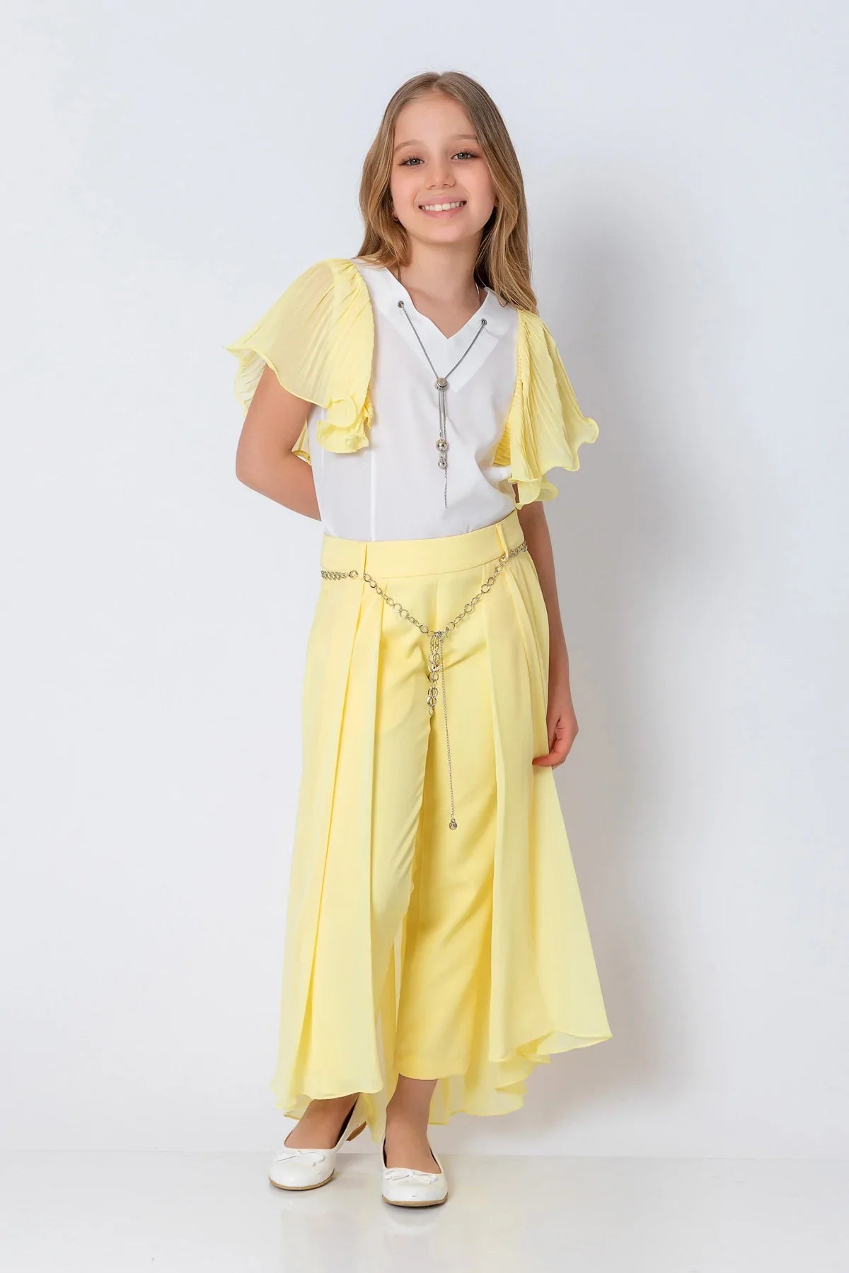 InCity Kids Girls Tie Neck Colorful Ruffle Sleeve Dress Blouse InCity Boys & Girls