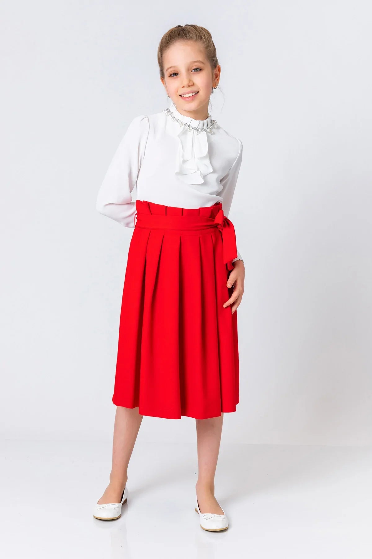 InCity Kids Girls Pleated Belted Midi Skirt InCity Boys & Girls